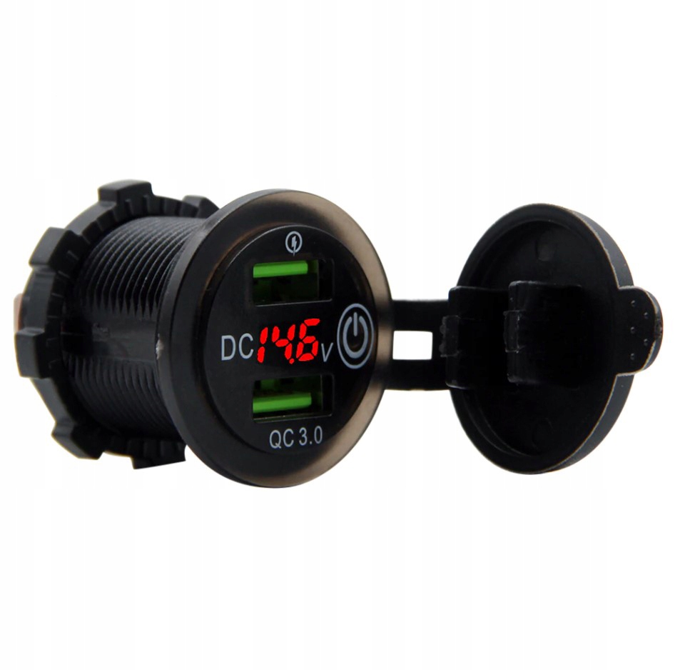 3.0 QC USB ŁADOWARKA SAMOCHODOWA WOLTOMIERZ RED