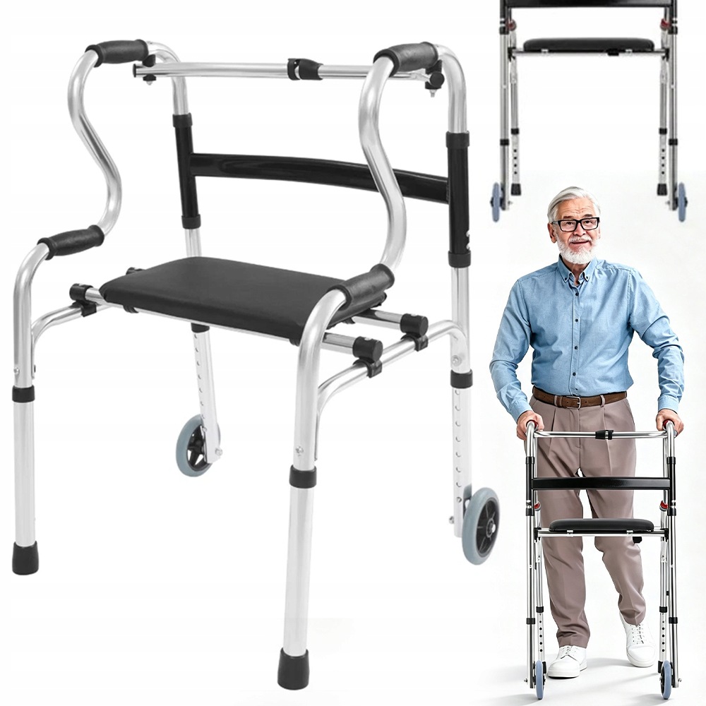Chodzik Krzesło Dla Seniorów Regulowany 72–84CM Balkonik Sztywny