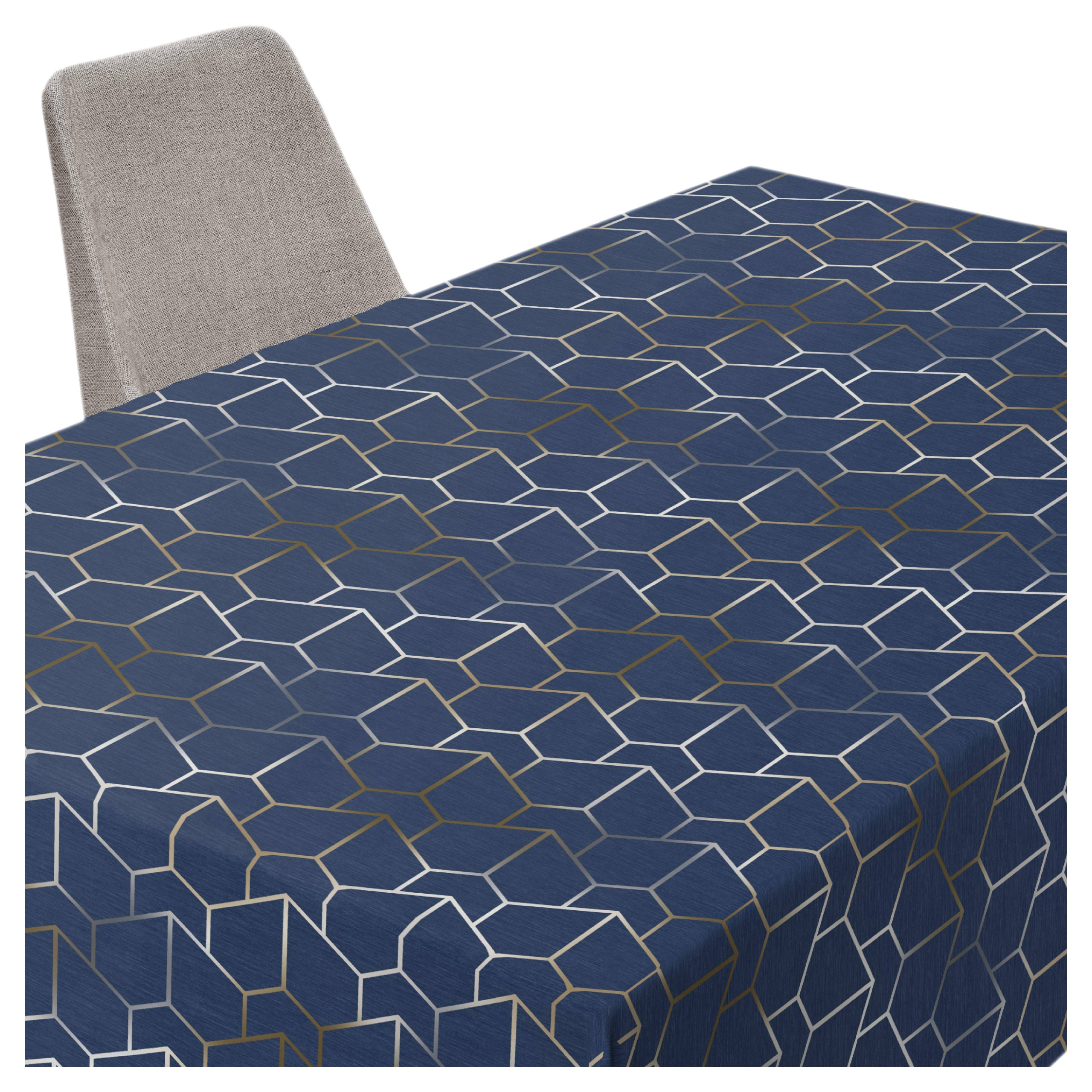 Ubrus odolný proti skvrnám Geometrický Tmavě modrý Minos 140 x 170 cm