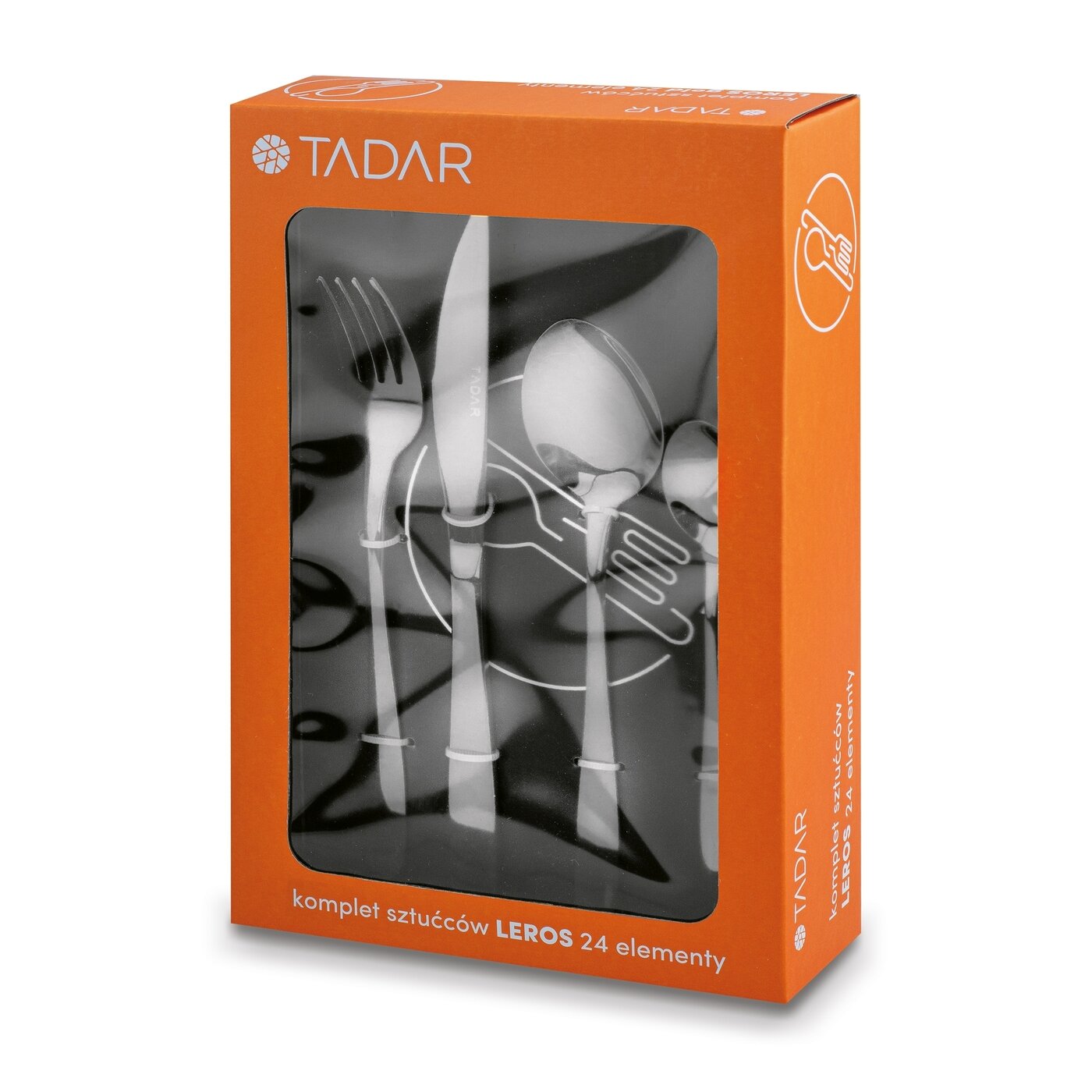 ZESTAW SZTUĆCÓW 24el srebrne sztućce nierdzewne na 6 osób Tadar Leros Materiał wykonania metal