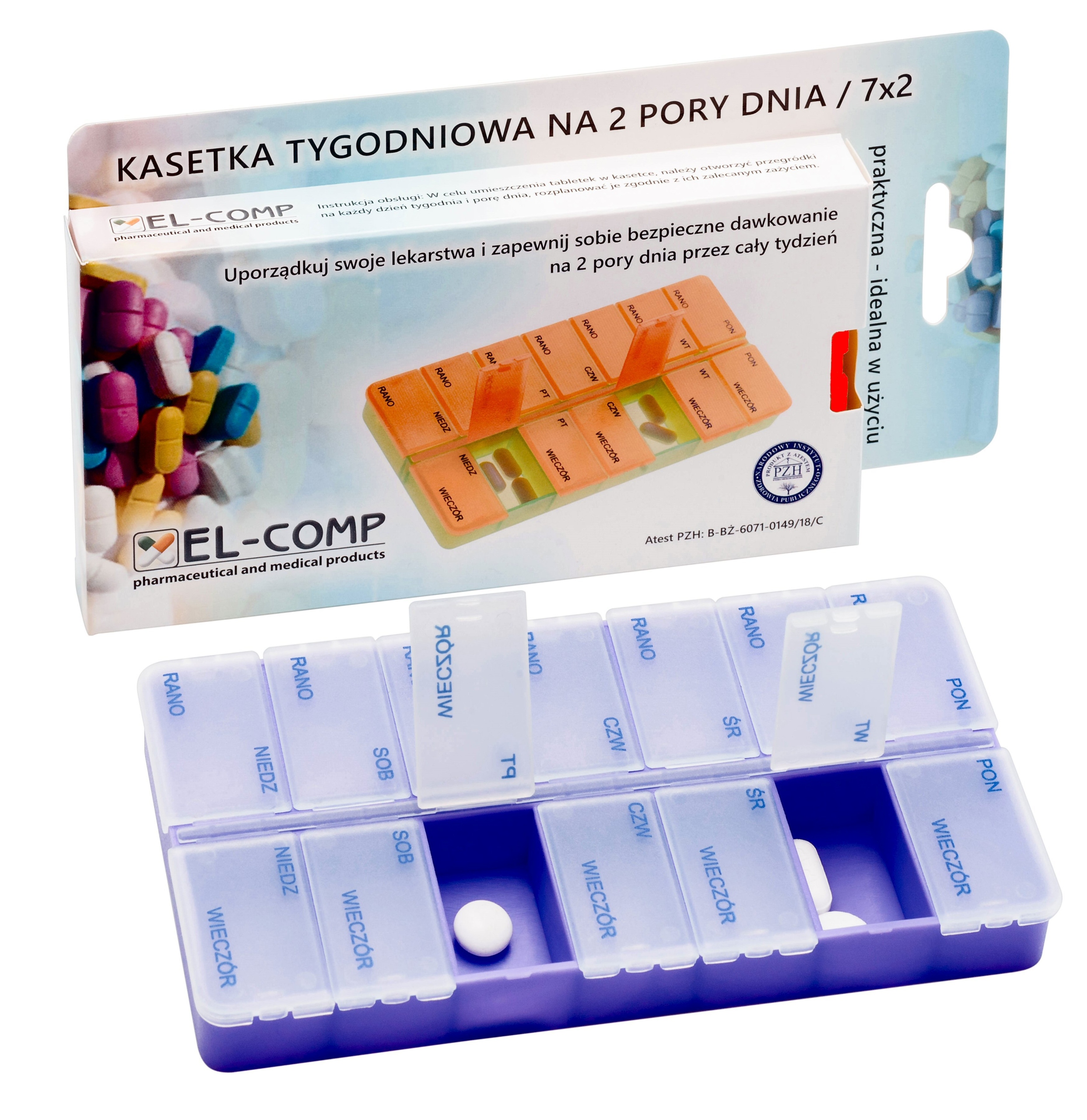 

Pojemnik Kasetka Pudełko Na Leki 7 Dni 2 Pory 7x2