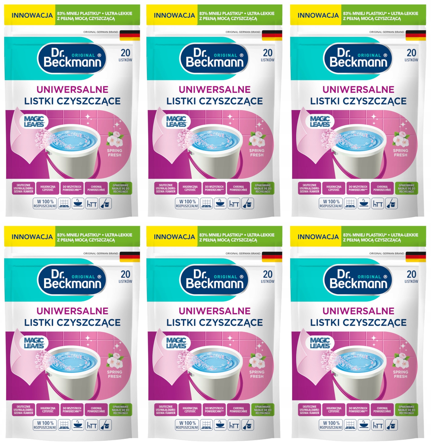 Levně 6 x Dr. Beckmann Magic Leaves Čistící listy Univerzální Rozpustné x20