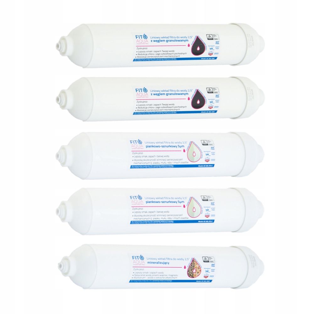Zestaw 5 wkładów Alabaster RO6.2 Qc mineralizator węglowe zapas na pół roku