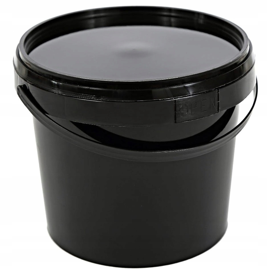 BMS WIADRO WIADERKO CZARNE OKRĄGŁE POJEMNIK 1L
