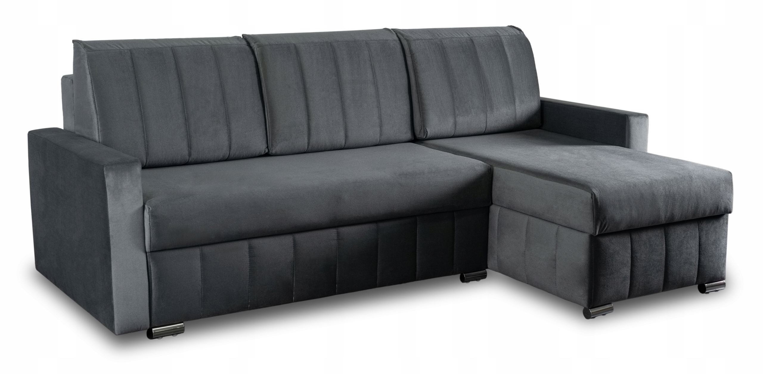 Rohová Sedací Souprava Rozkládací s funkcí spaní do obývacího pokoje Rohová Sedačka Velurová Šedá Lumo