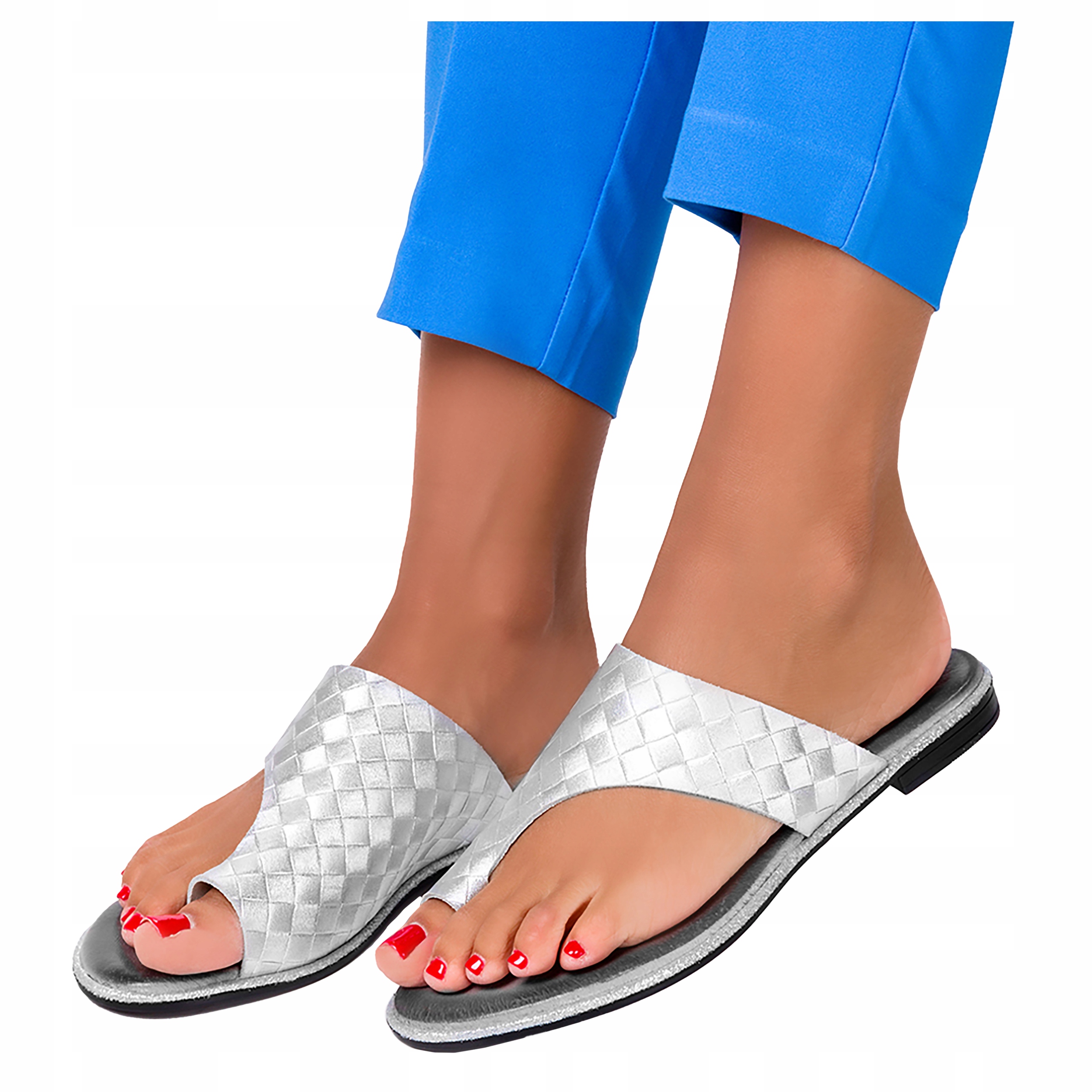 Nazouváky Lesklé Ploché Žabky Polská Kůže 36