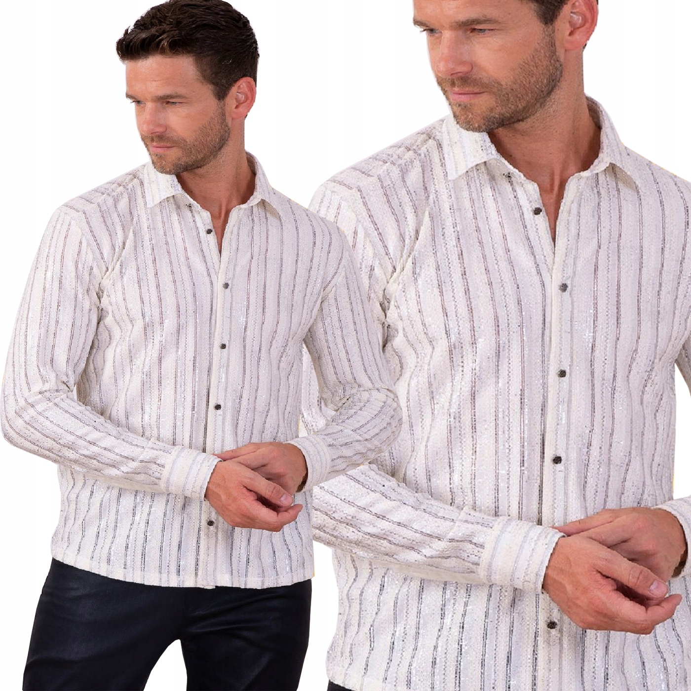 Pánská večerní košile Mondo Shine Silver Regular