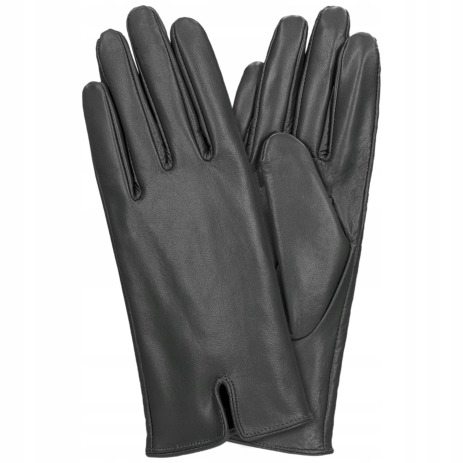 Popelavé dámské dotykové kožené rukavice Screen Touch vel. L