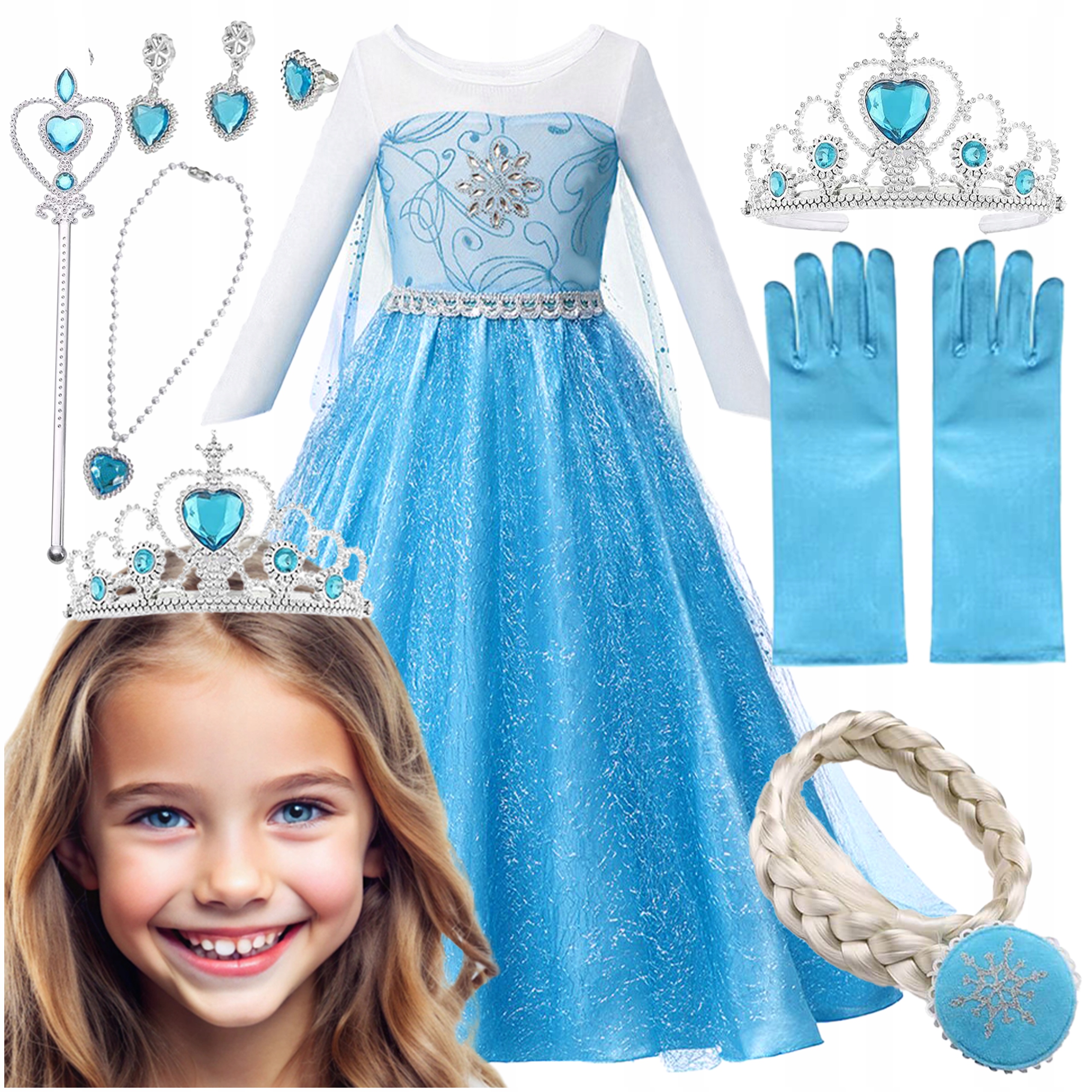 STRÓJ ELSA SUKIENKA KOSTIUM STRÓJ KARNAWAŁOWY KRAINA LODU ELZA 104 / 110