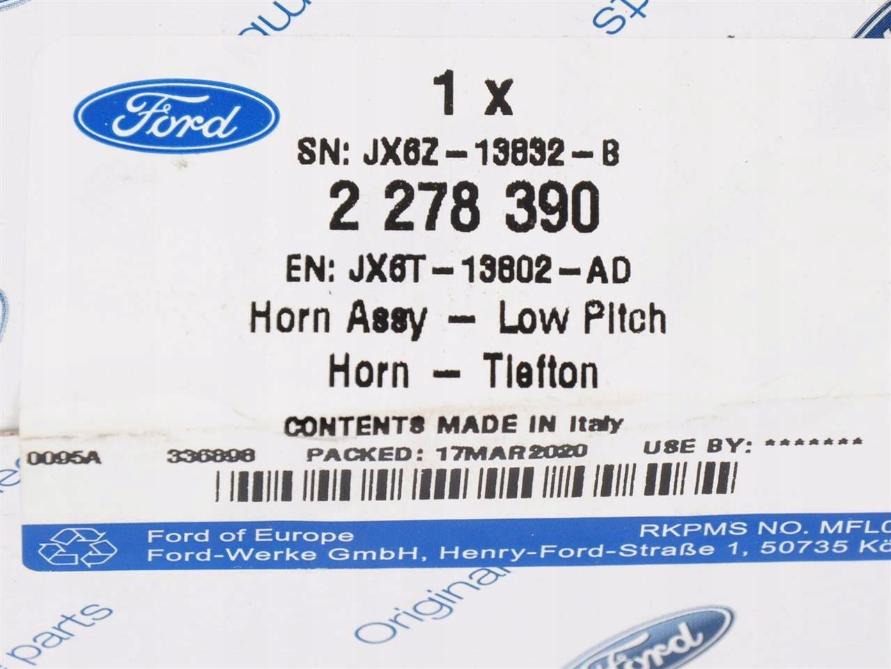 KLAKSON FOCUS 2018 FORD OE Part number JX6T 13802 AD