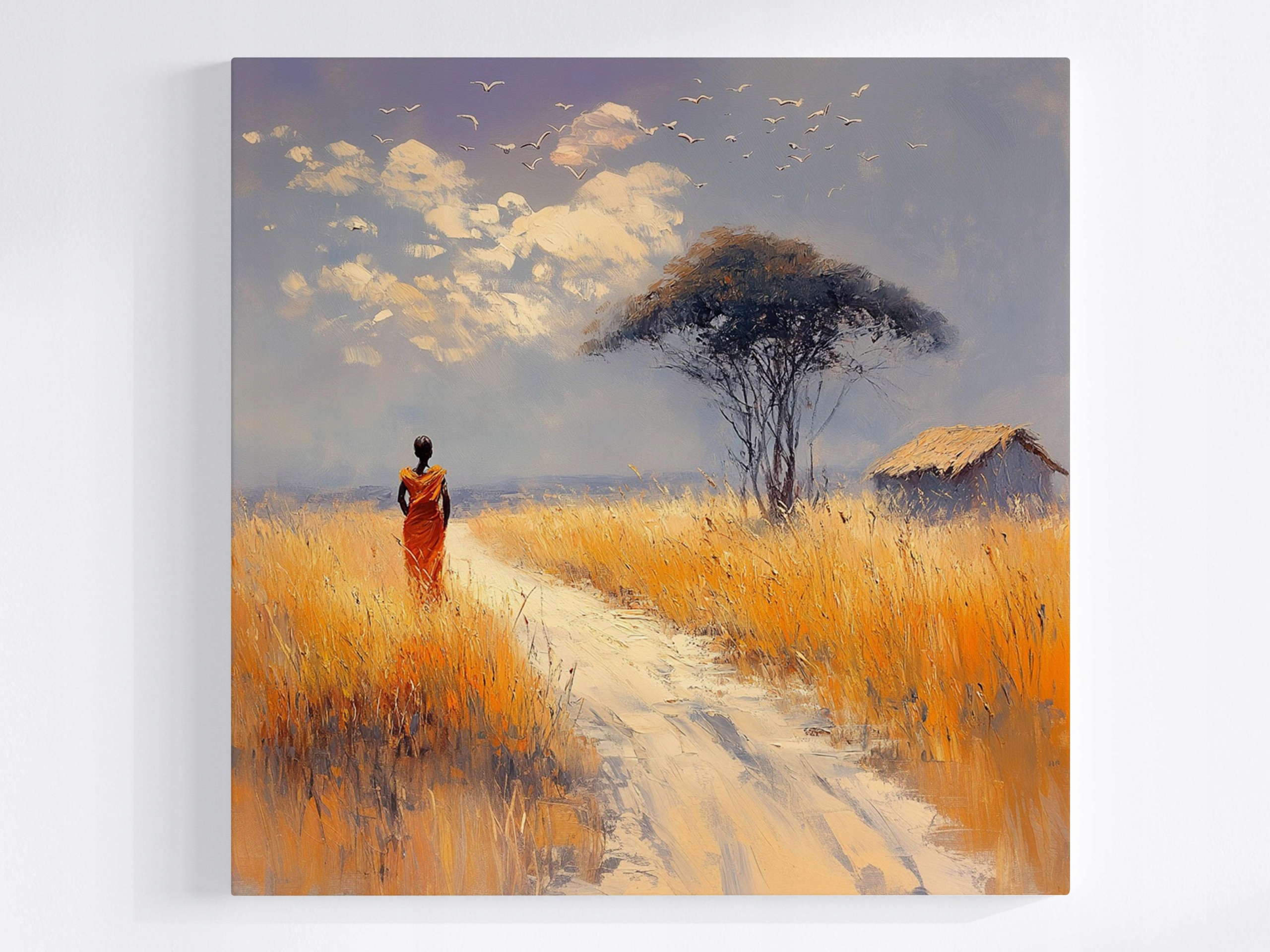 Obraz Na Plátně Canvas Olej Krajina Afrika Savana Žena 50x50