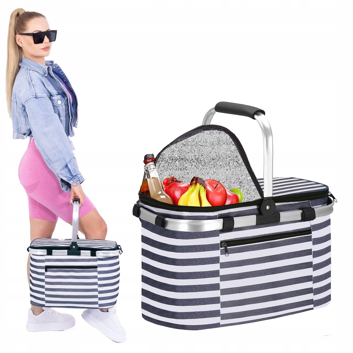 KOSZ PIKNIKOWY SKŁADANY TERMICZNY TURYSTYCZNY IZOLACYJNY KOSZYK NA ZAKUPY Marka Springos