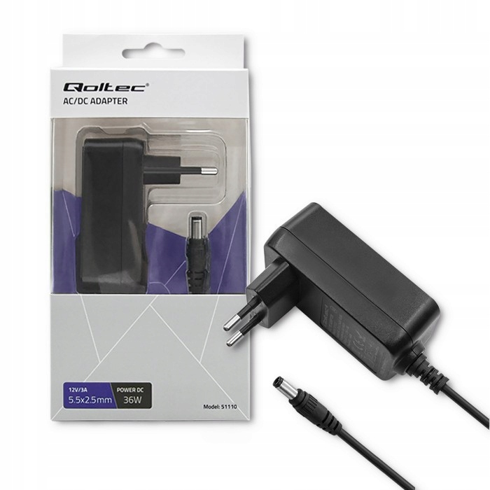 Qoltec Zasilacz sieciowy 36W 12V 3A 5.5*2.5