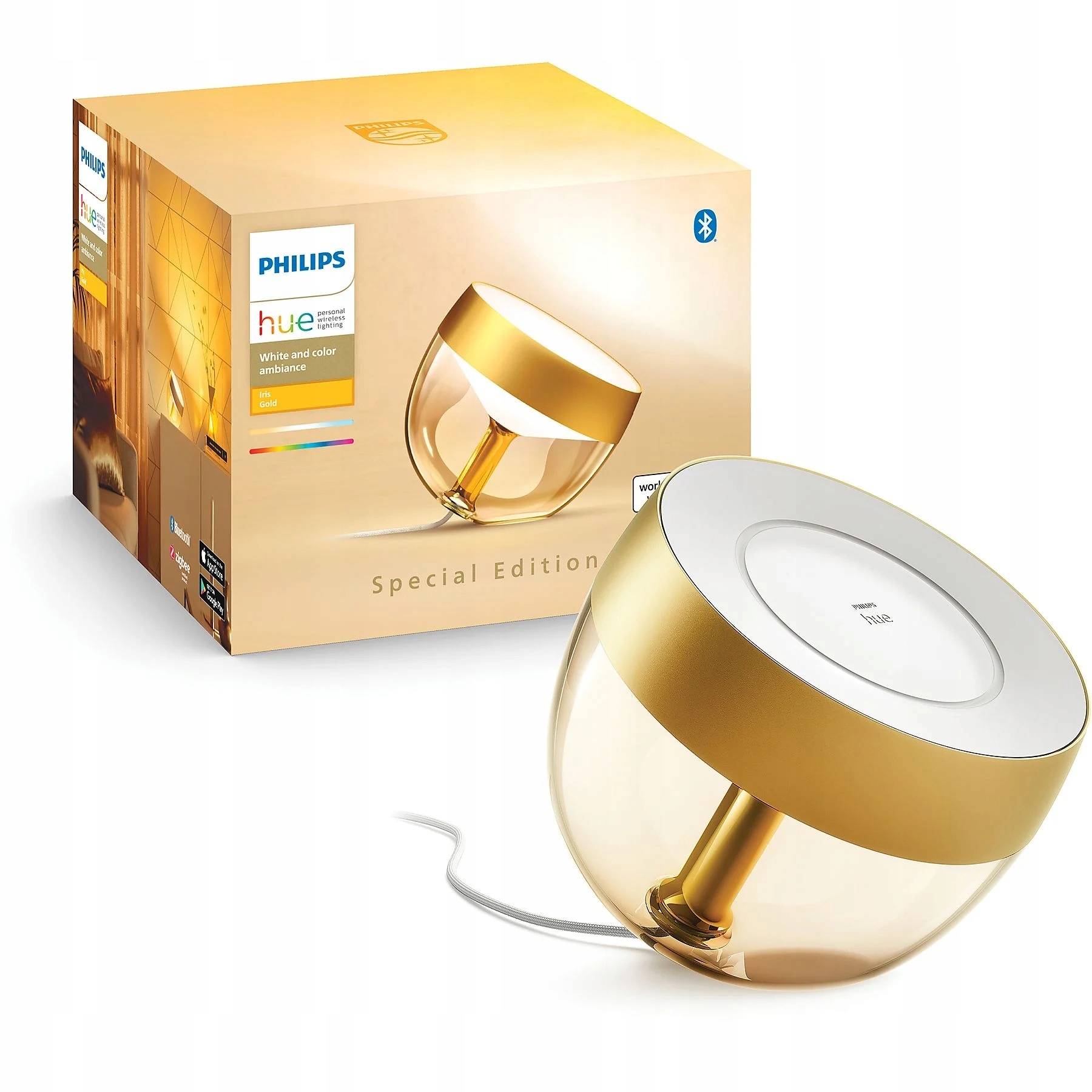 Stolná Led nočná lampa 8.2W Rgb Cct Zlatá Inteligentná Iris Philips Hue