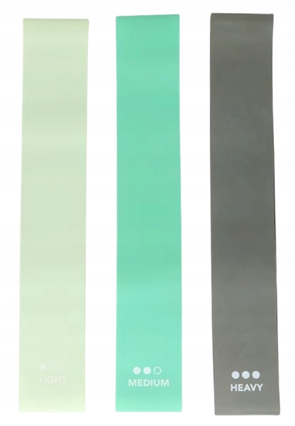 Taśmy Gumy Oporowe Trening Fitness 3 Poziomy Od 4 Do 15 Kg Soft Green
