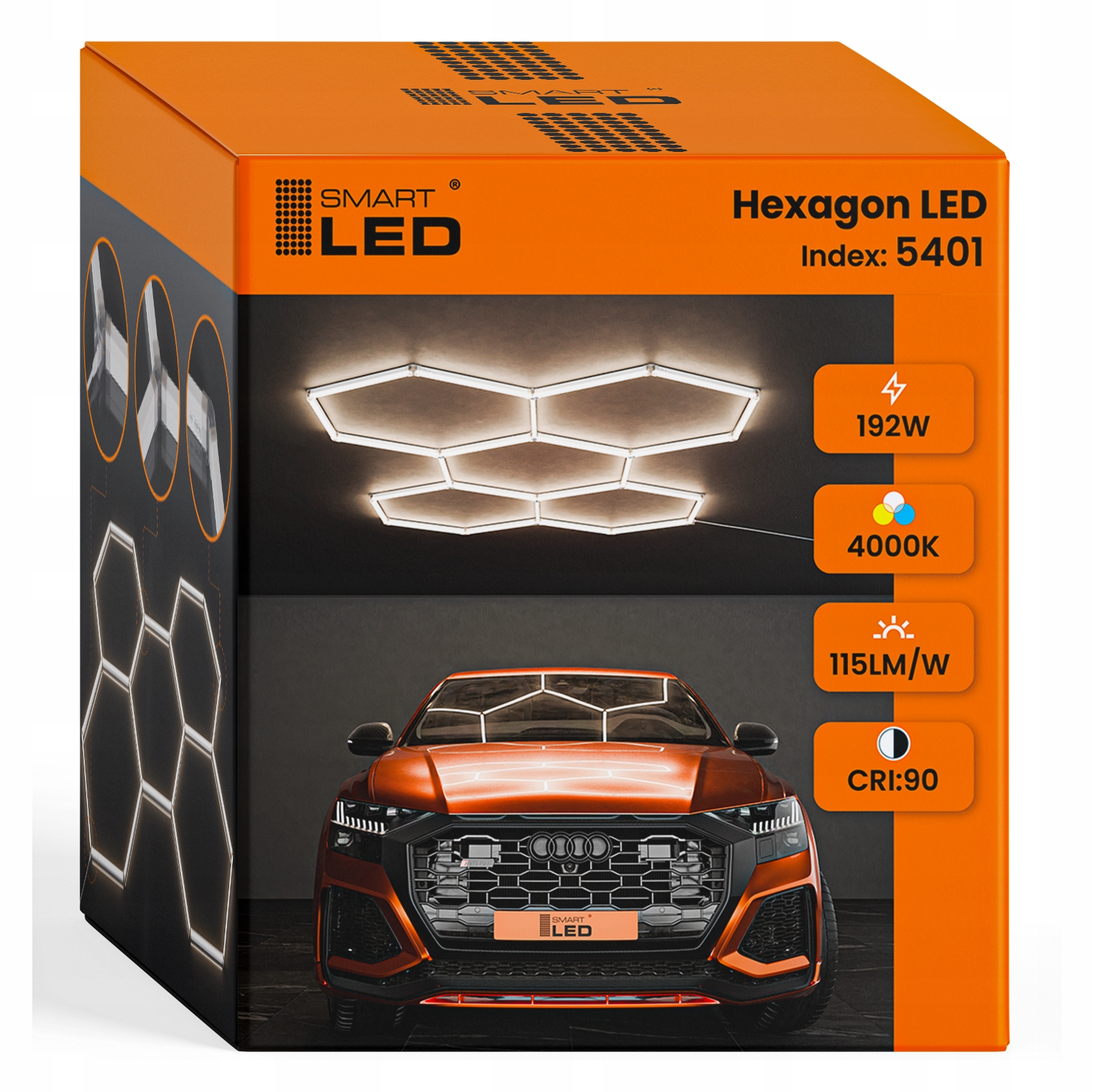LED sešstūra griestu paneļa apgaismojums garāžas darbnīcai 298 x 209 cm