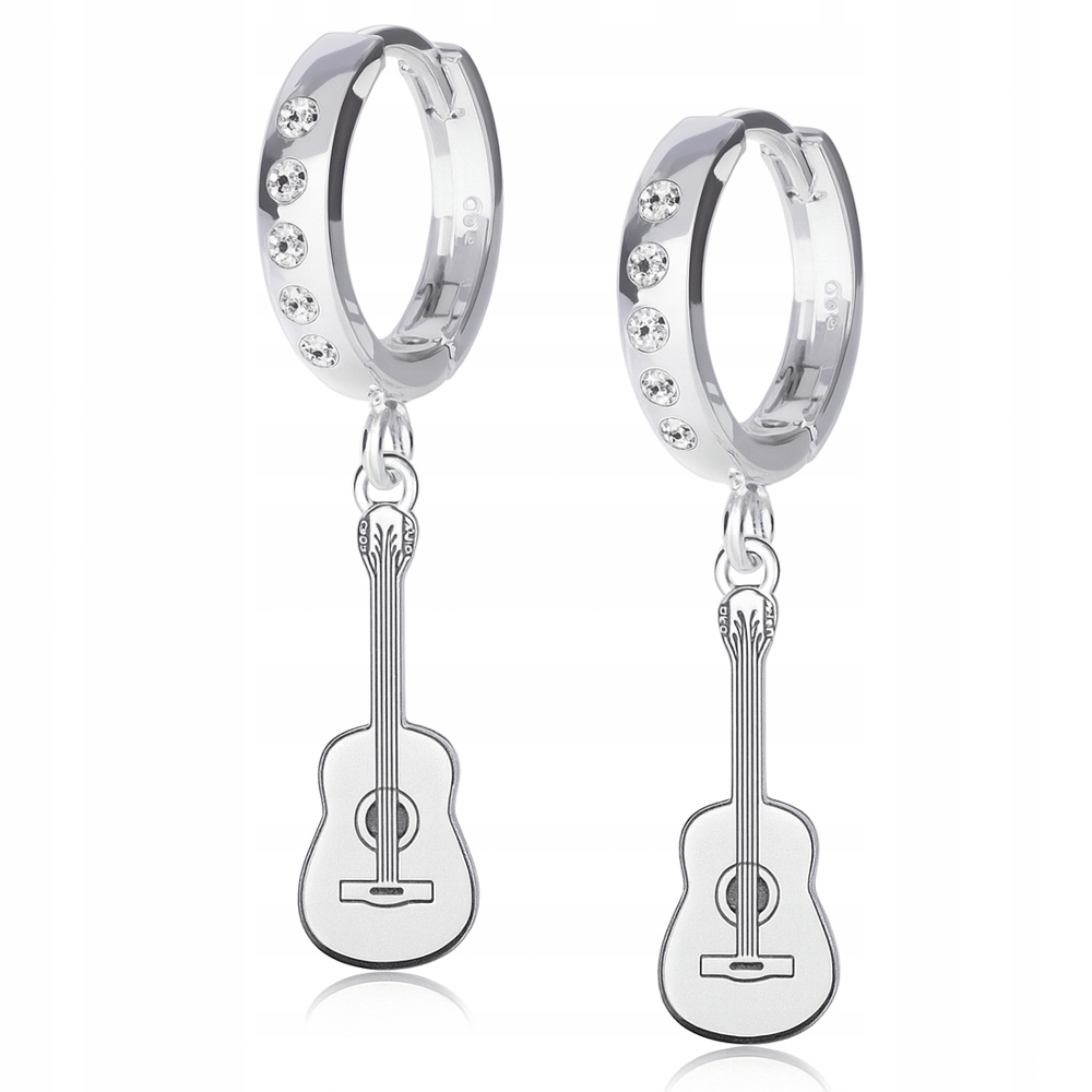 Stříbrné náušnice Kytara klasická Bigle pouta Stříbro ryzost 925