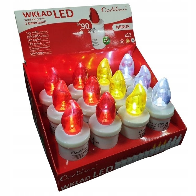 WKŁAD DO ZNICZY LED 90 dni MIX kolorów PAKIET EAN 5907520028574