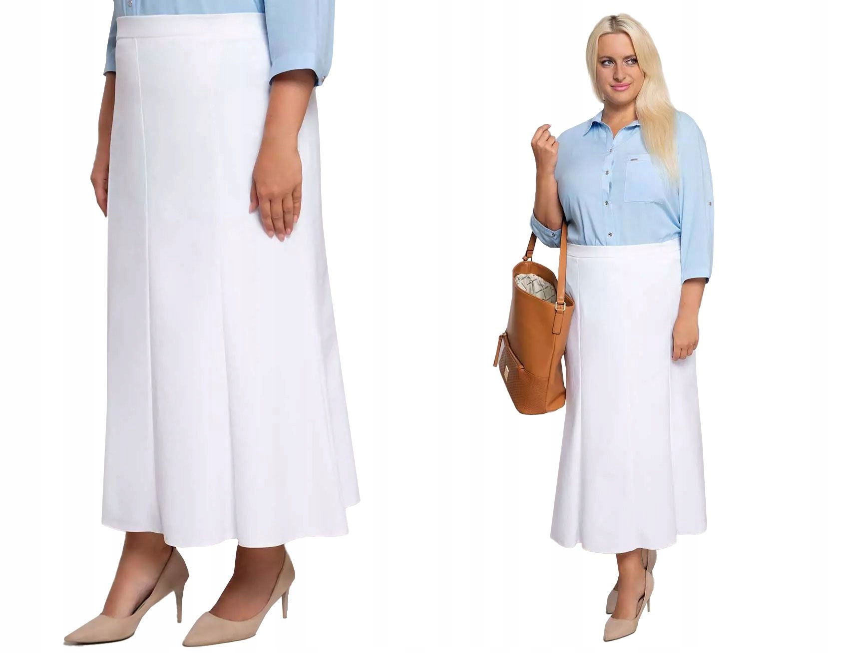 Lněná sukně v bílé barvě 62