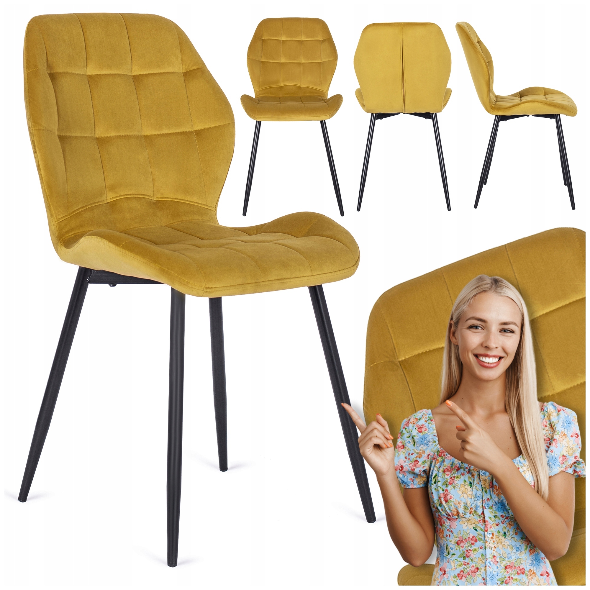 Čalouněná kuchyňská židle Velurová do obývacího pokoje Hořčicová Lucky