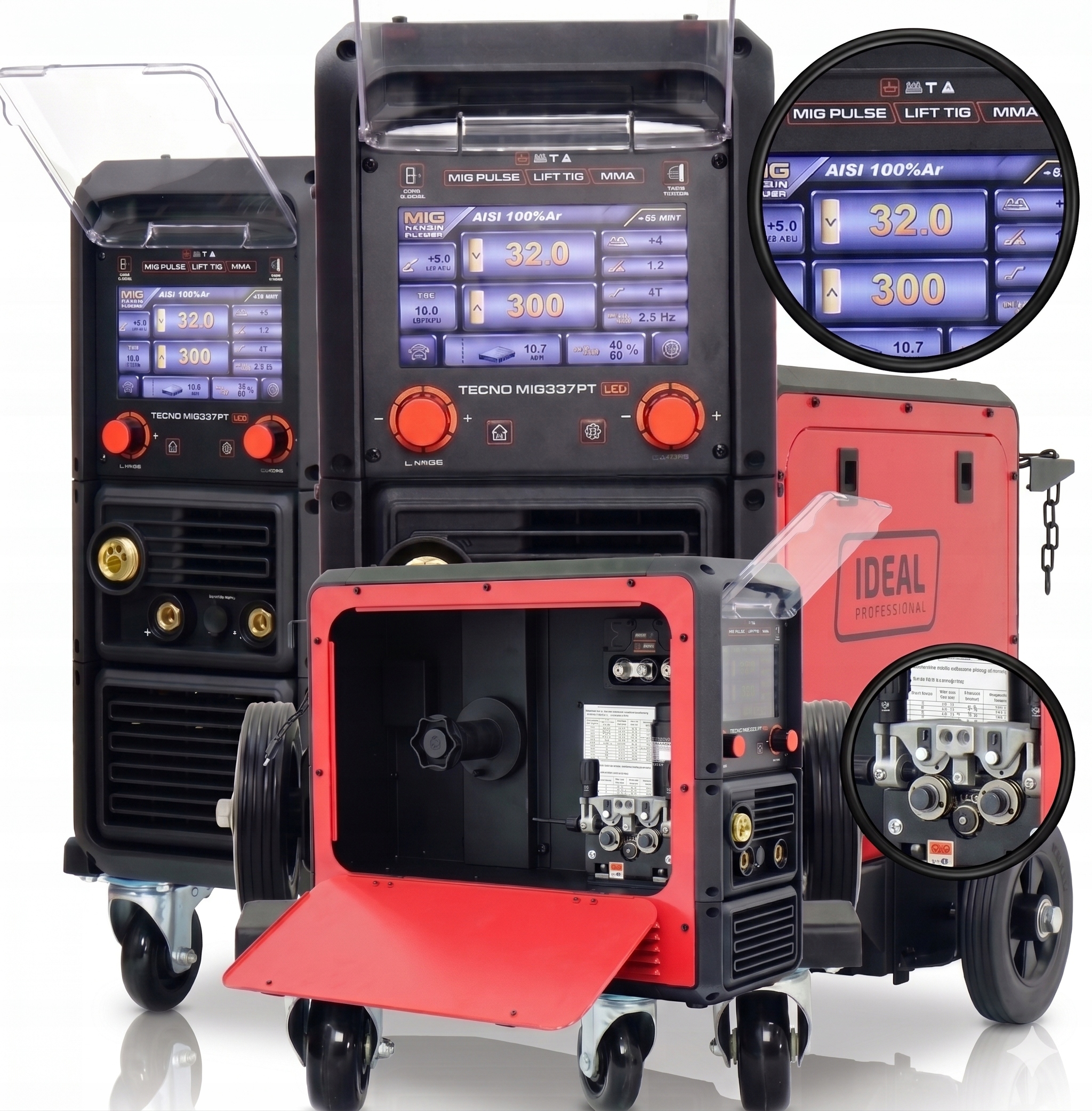 Automatyczna Spawarka Migomat Półautomat 300A Wózek LCD Puls 337 Ideal