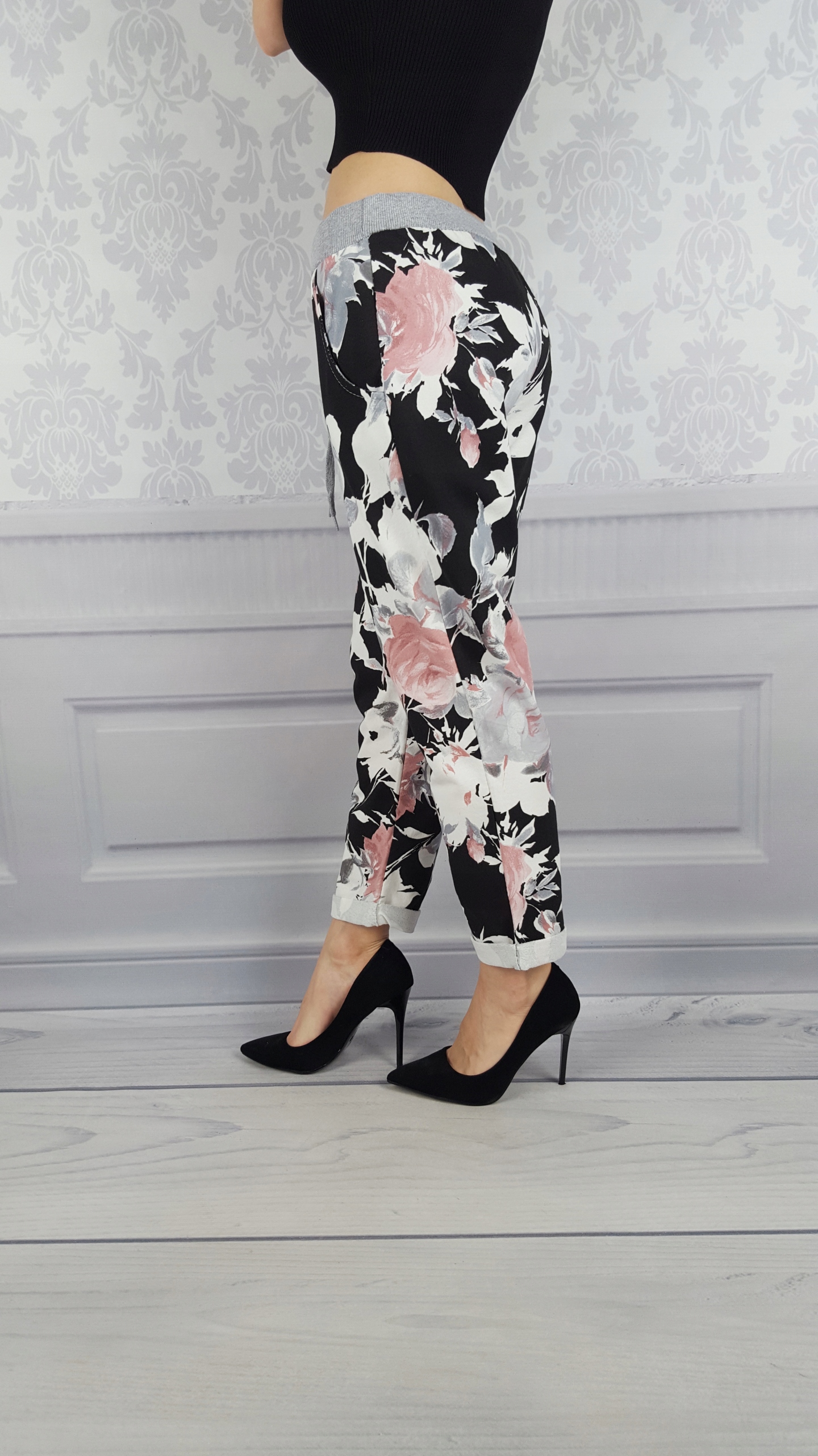 WYGODNE - SPODNIE - DRESOWE - KWIATY - BAWEŁNIANE Fason inny