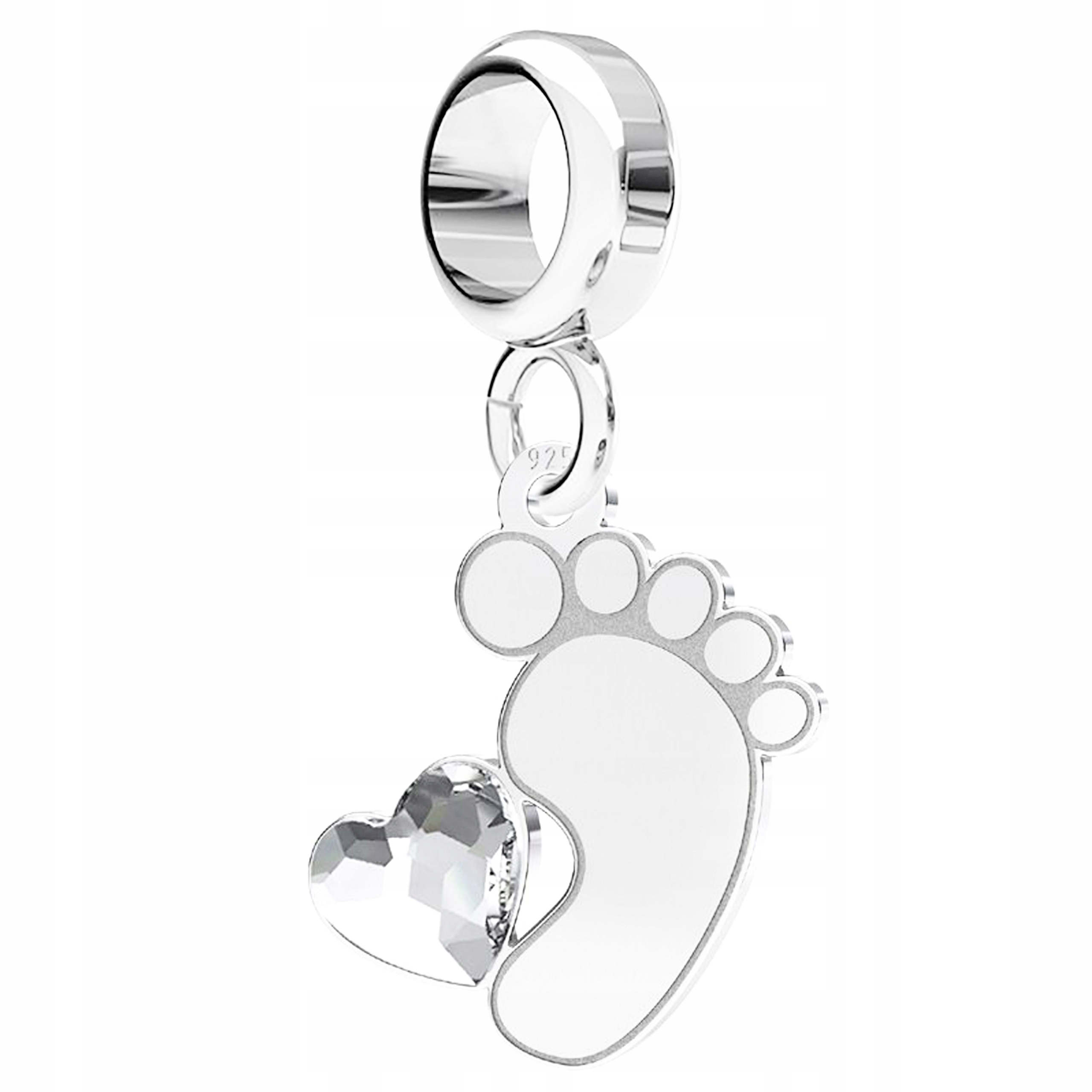 Charms Stříbrná noha Swarovski s nohou a krystalem Dítě Stříbro 925