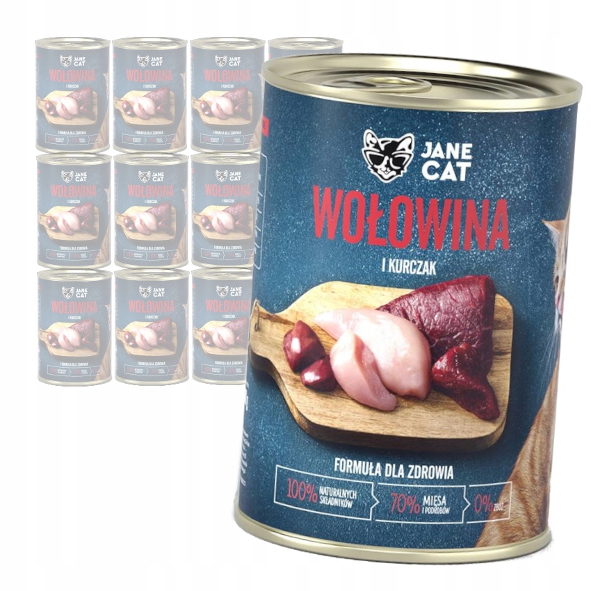 Levně Jane Cat Hovězí Kuře Krmivo Pro Kočky 12x400 g