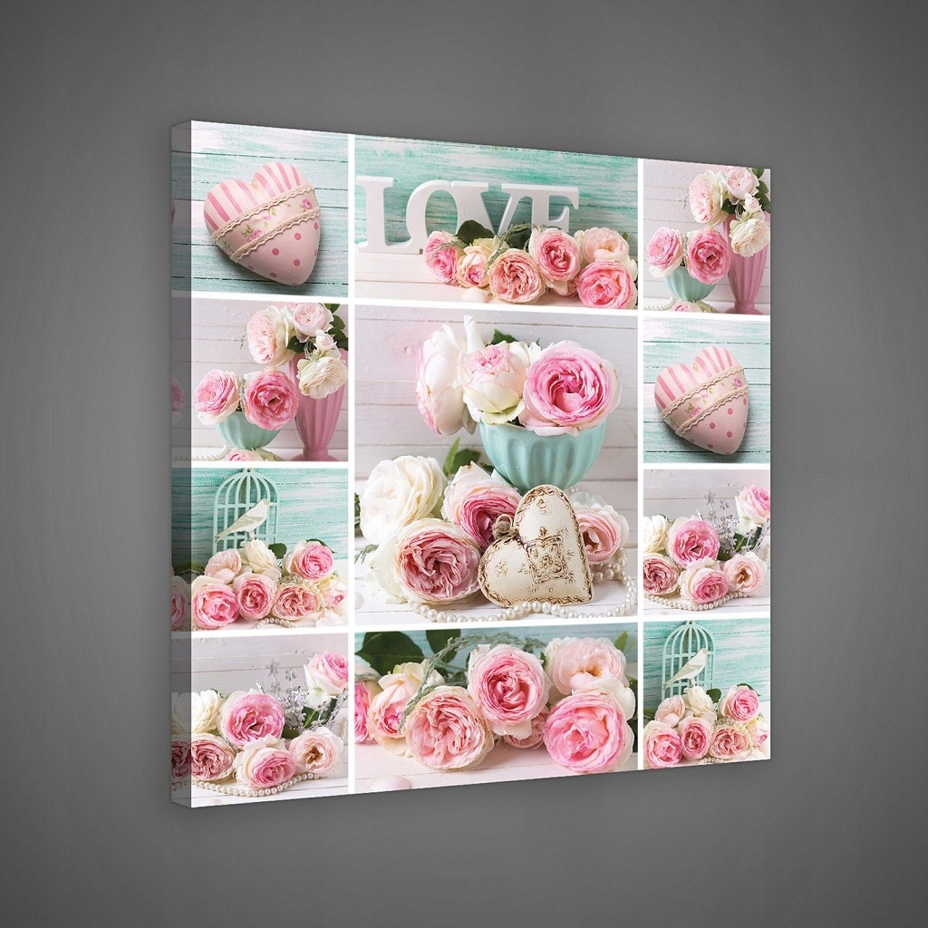 Obraz 80x80 Růžová symfonie lásky ve stylu shabby chic do salonu krásy