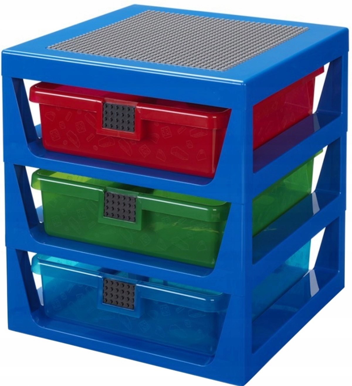 Lego Regał Pojemnik Sorter z 3 szufladami i płytką konstrukcyjną Niebieski