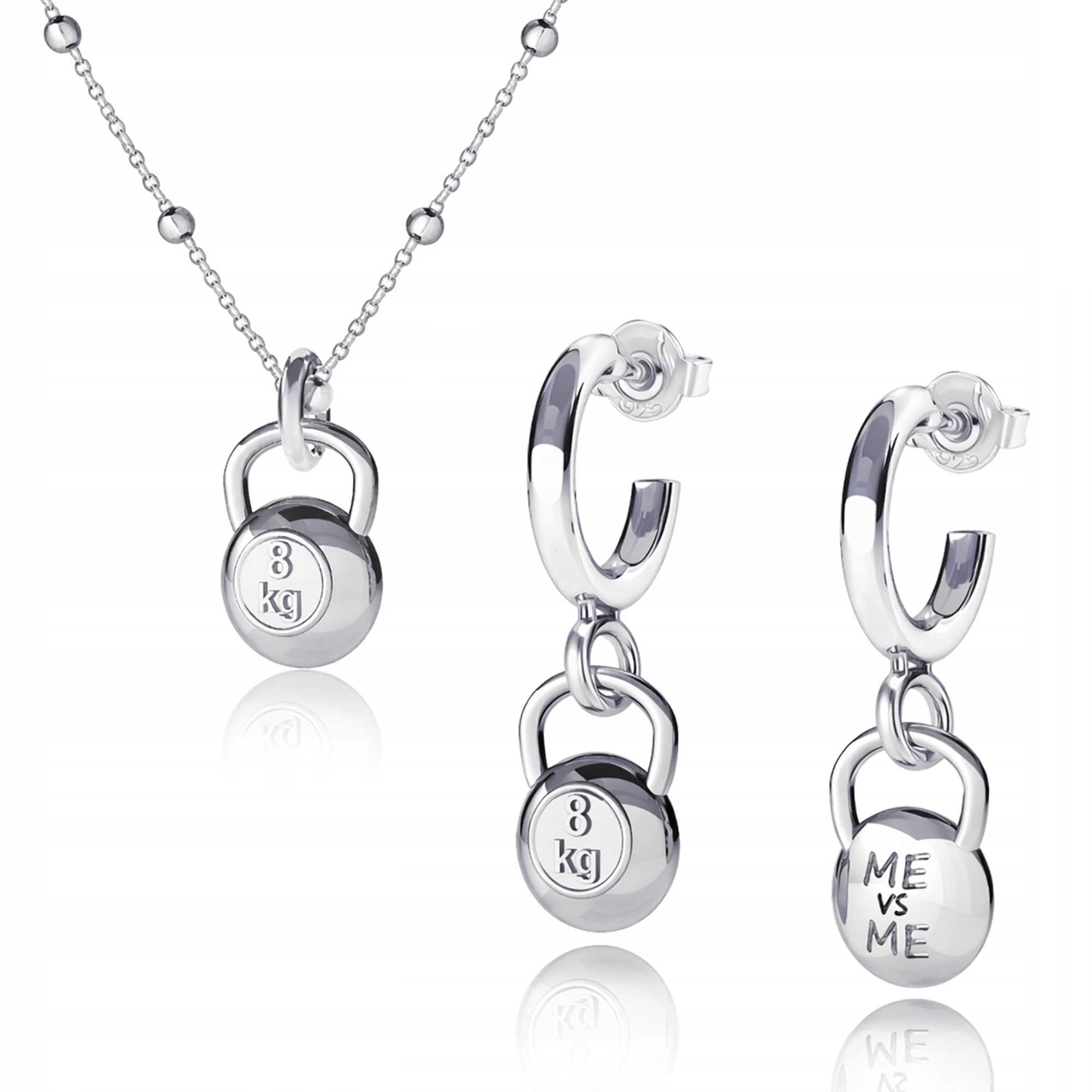 Kettlebell kettle 8 kg závaží stříbrný kuličkový komplet stříbro 925