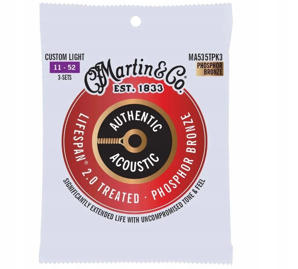 Martin MA535TPK3 Authentic Treated Custom Light – akustické struny 3-balení