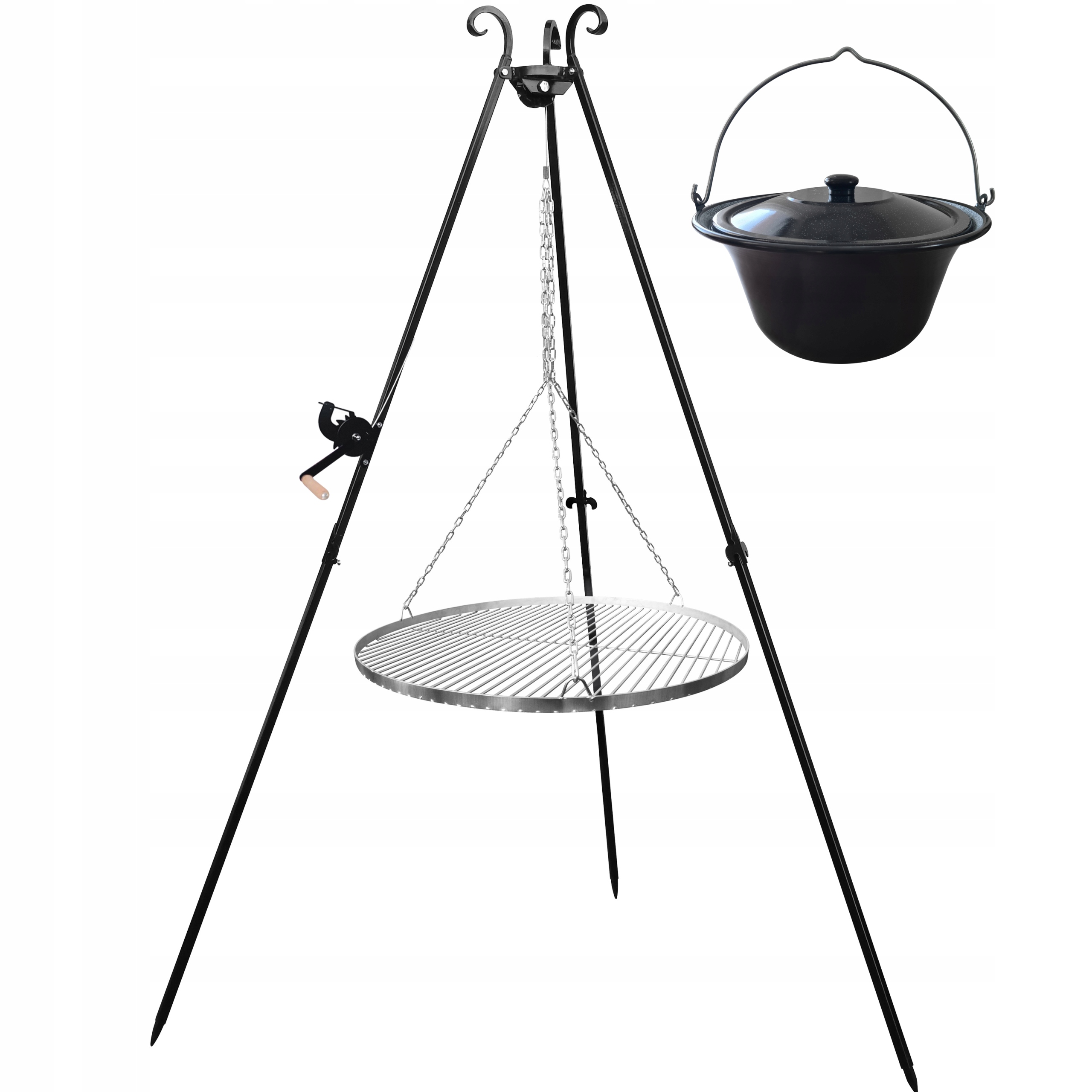 GRILL TRÓJNÓG OGRODOWY OGNISKOWY RUSZT 60 KOCIOŁEK