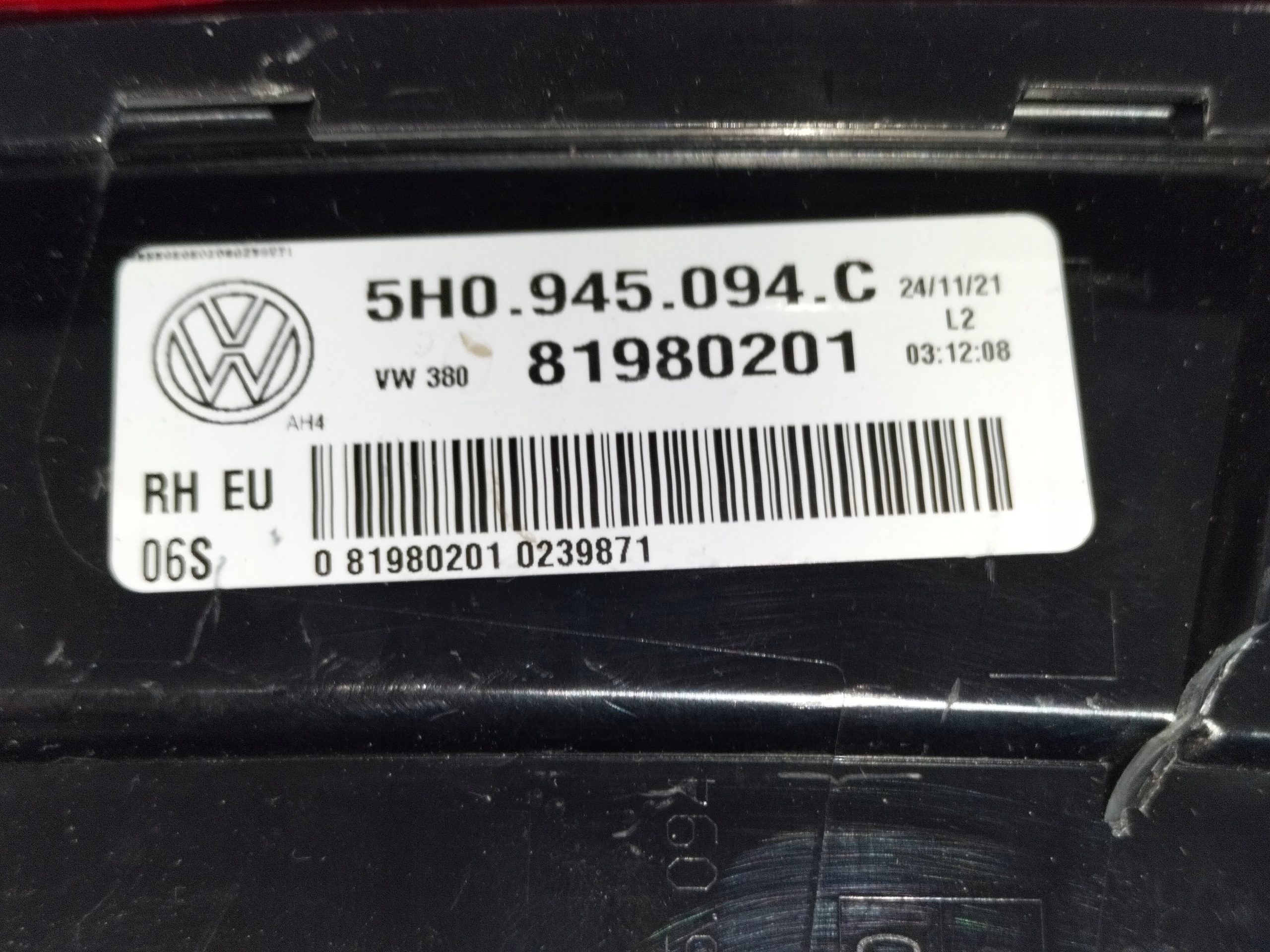 light rear rear part right VW GOLF 8 VIII 20- HB LED