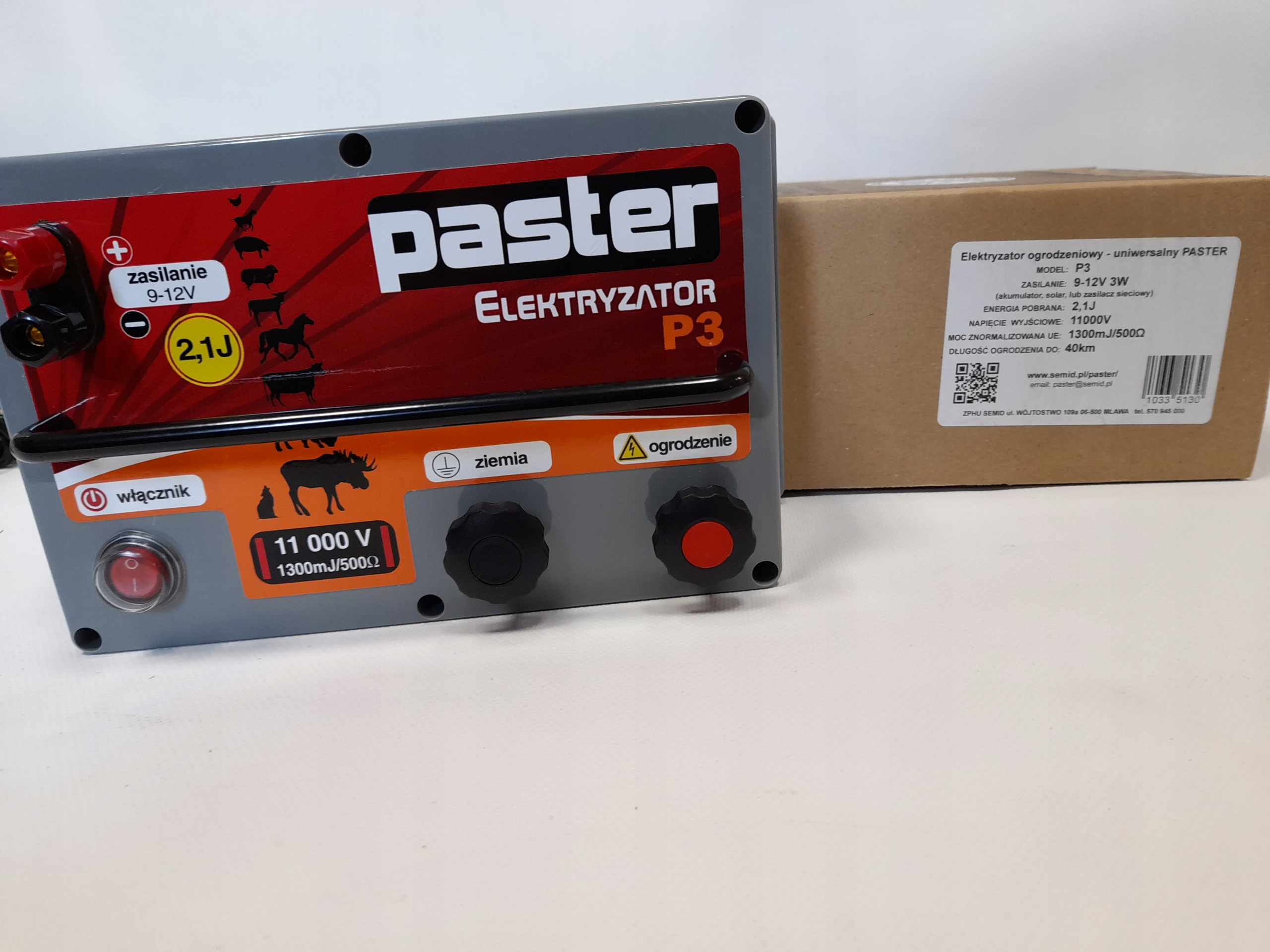 Pastuch PASTER P3 2,1J do 40 km mocny elektryzator Kod producenta 10335130