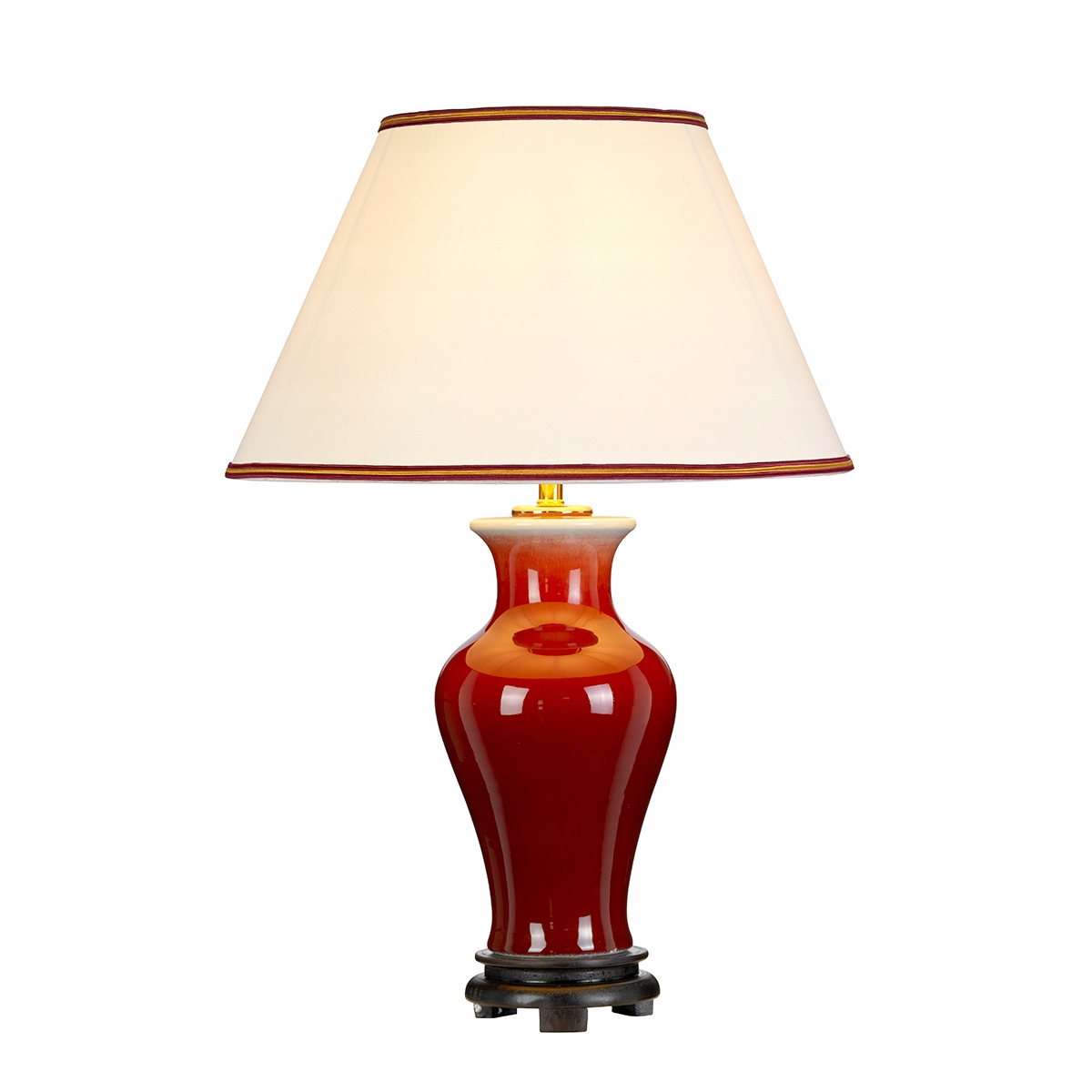 Keramická stolová lampa červená s krémovým tienidlom Designer's Lightbox