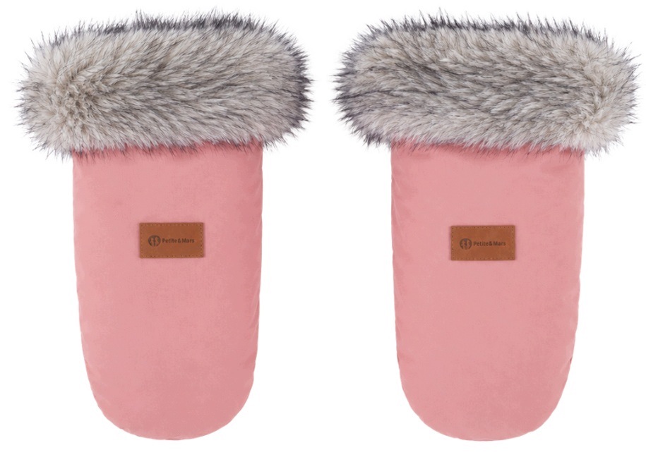 Petite&mars Mufka do wózka ciepłe rękawiczki Fjora Old Pink