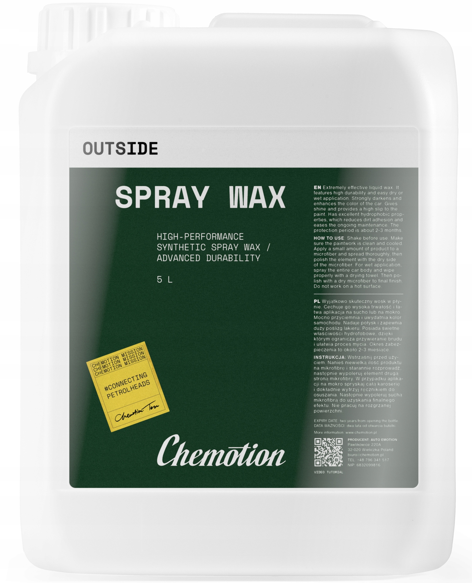 Chemotion Sprej Wax Syntetický Vosk V Spreji Do Auta 5 L