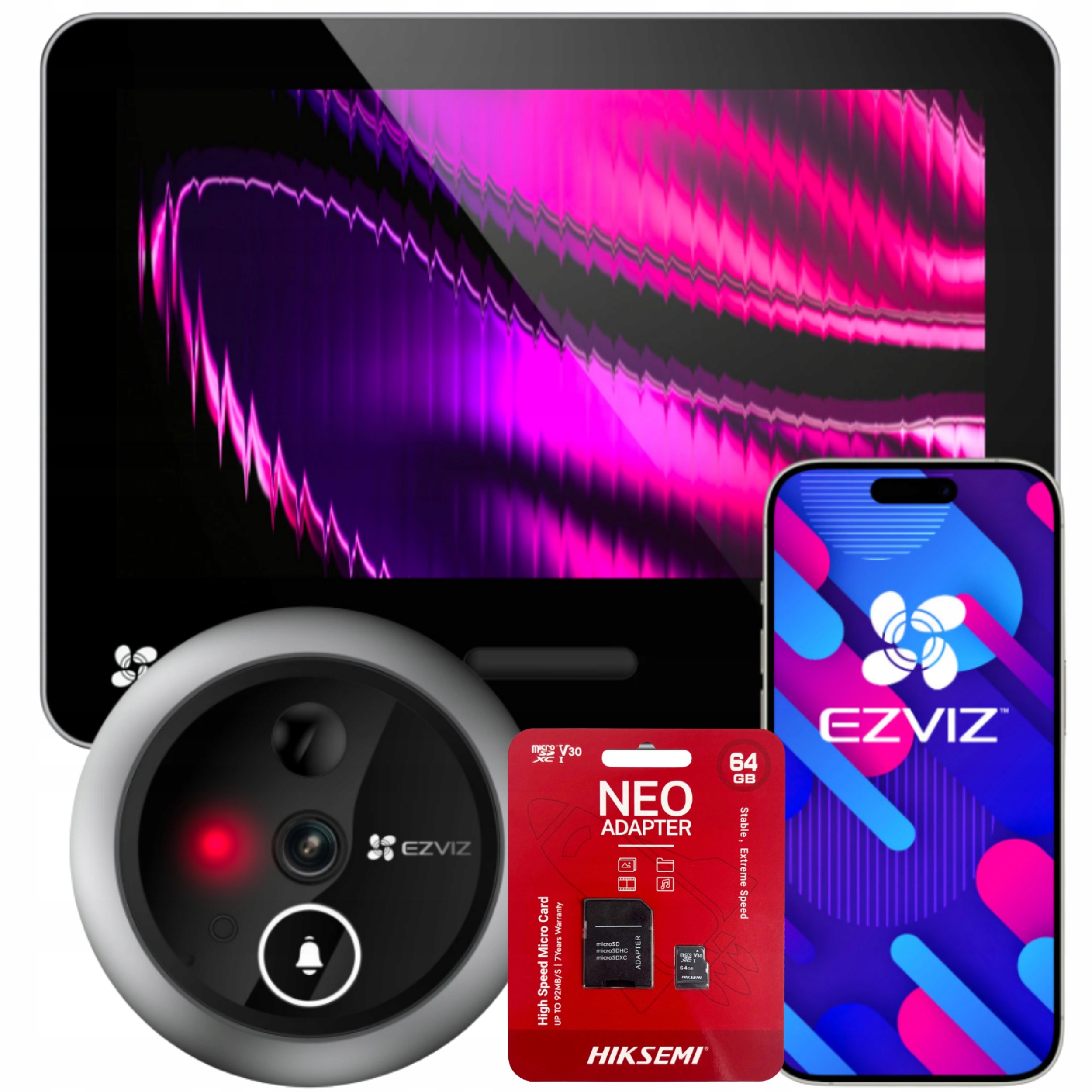 Wizjer Elektroniczny Dzwonek CS-EP4 Akumulator Ezviz Apka Sd Kata 64GB