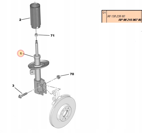 AMORTYZATOR PRZÓD JUMPY IV EXPERT 16- LH=RH OE Numer katalogowy części 9821596780
