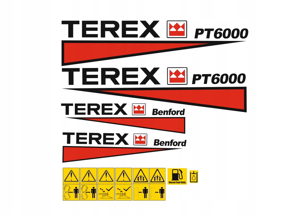 Samolepky s nálepkou Terex Pt 6000 Benford