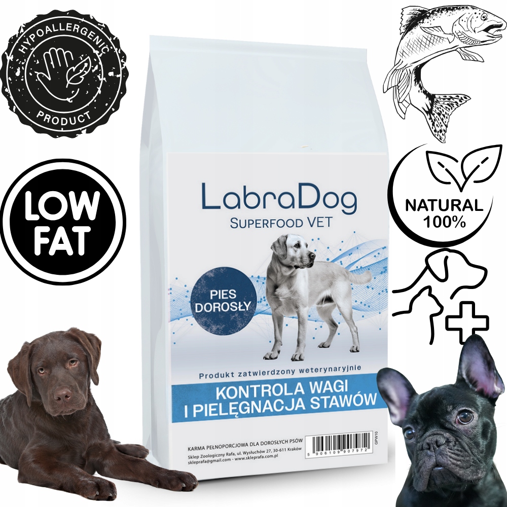 Levně LabraDog Vet Hydrolyzovaná bílá Ryba pro psy se sklonem k nadváze 10 kg