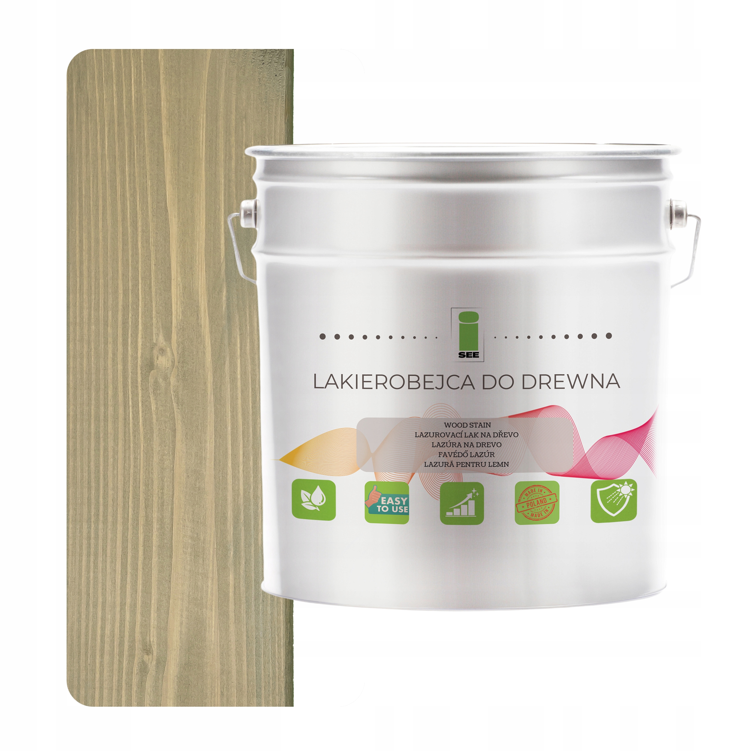 Lak na dřevo šedý, hydrofobní, bez zápachu, polomatný, 3v1 5L 7034