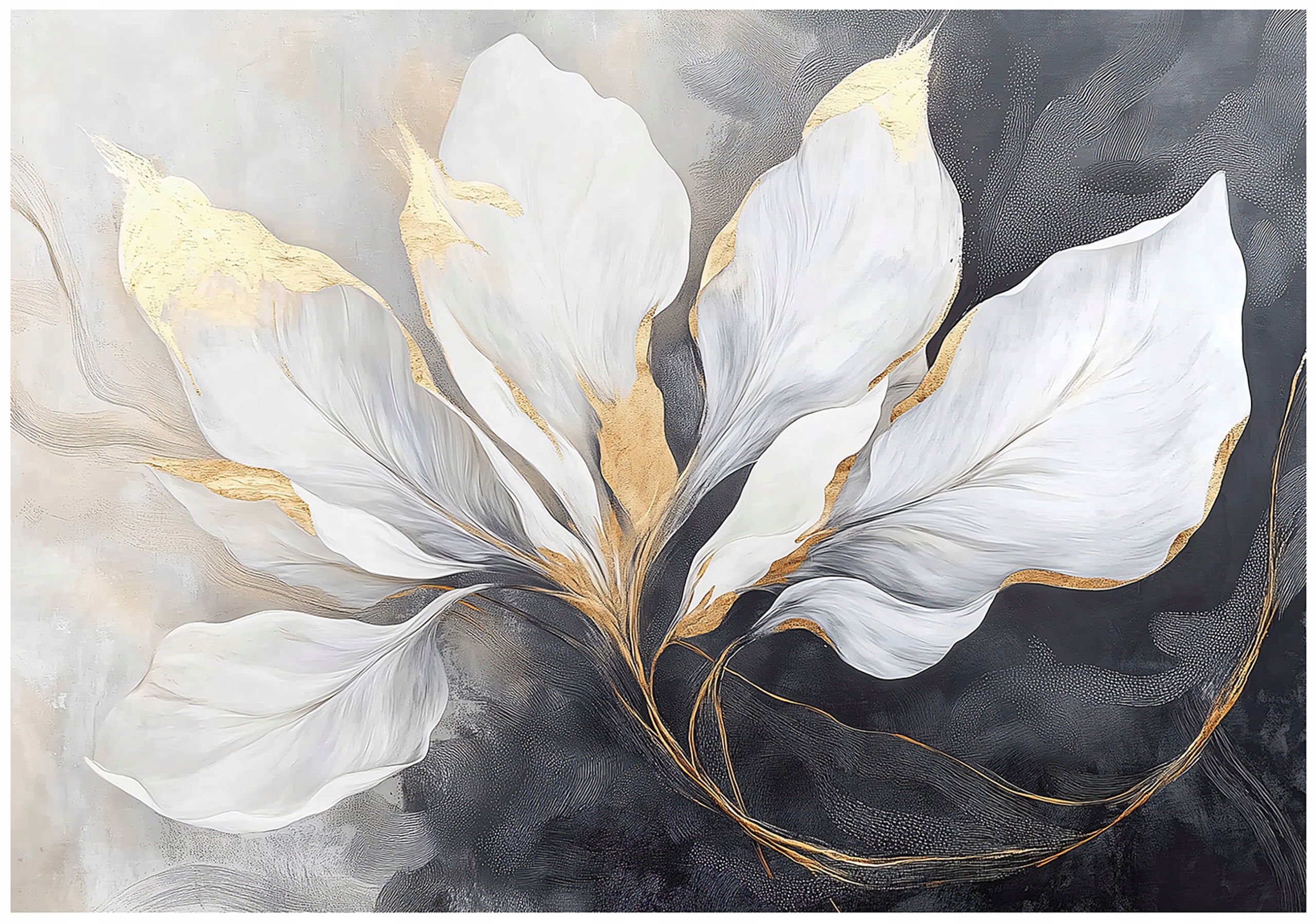 Fototapeta Na Flizelině Glamour Listy Zlatá Šedá Tapeta Na Zeď 400x280