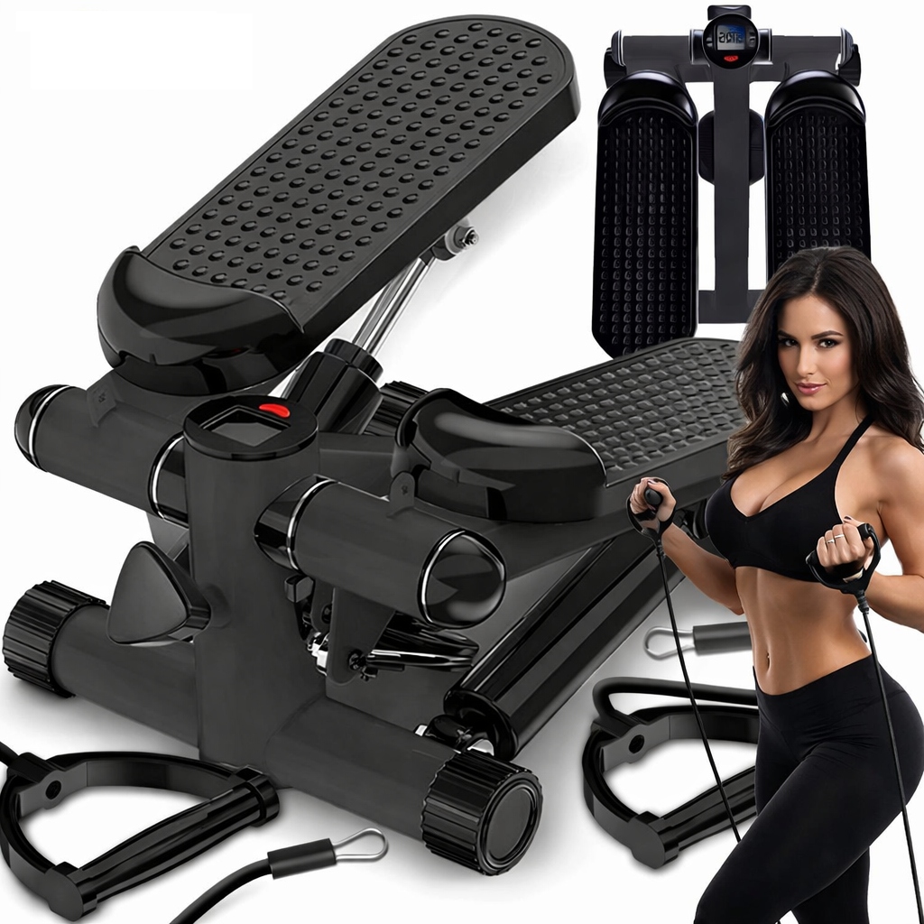 Stepper Steper Z Linkami Do Ćwiczeń Licznik LCD Regulacja Fitness