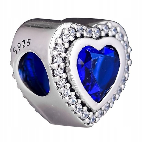 

Charms Niebieskie Serce Heart Cyrkonie srebro 925