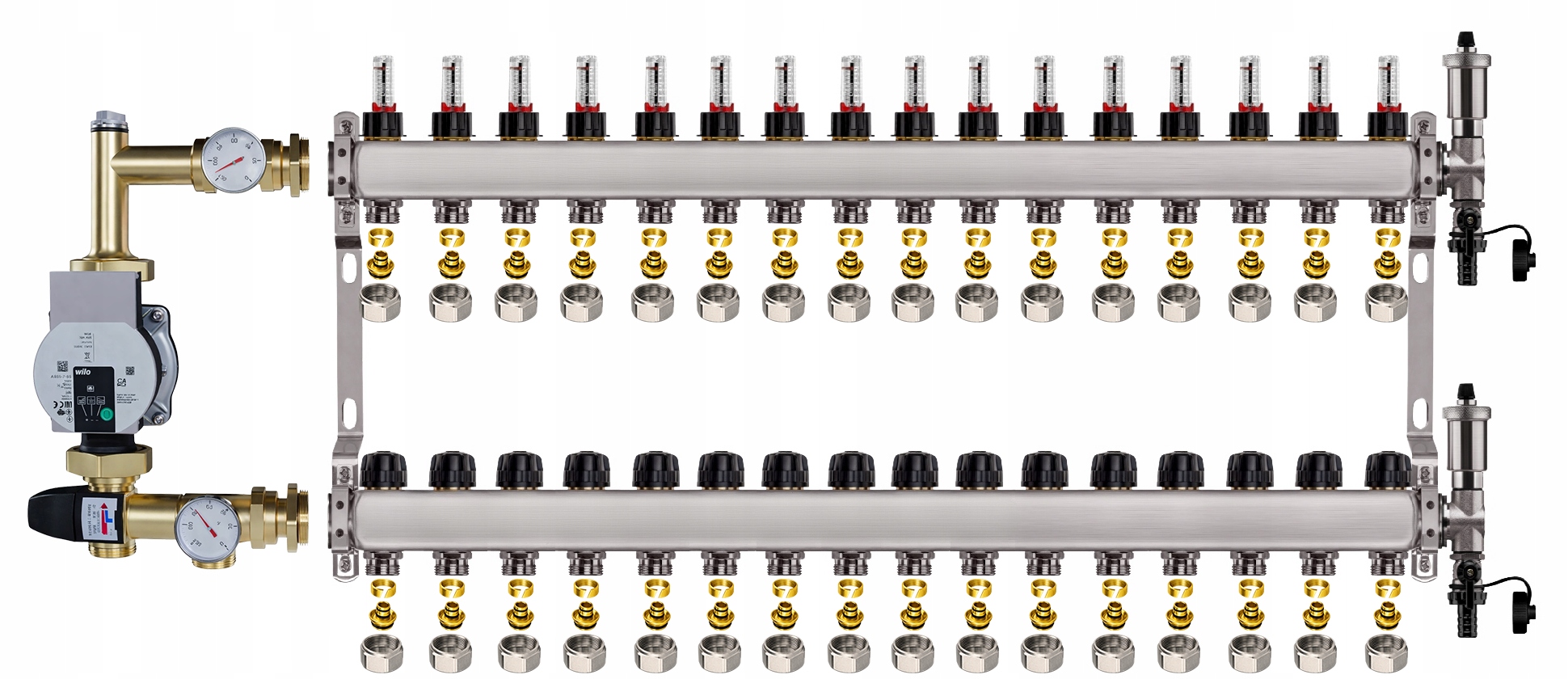 Rozdělovač pro podlahu 16 nerezový pro vytápění Čerpadlo Wilo Pex