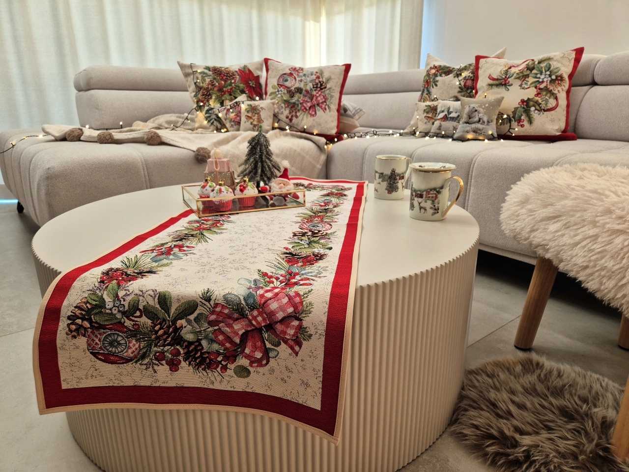 Běhoun s vánočním věncem 40x100 cm 1320
