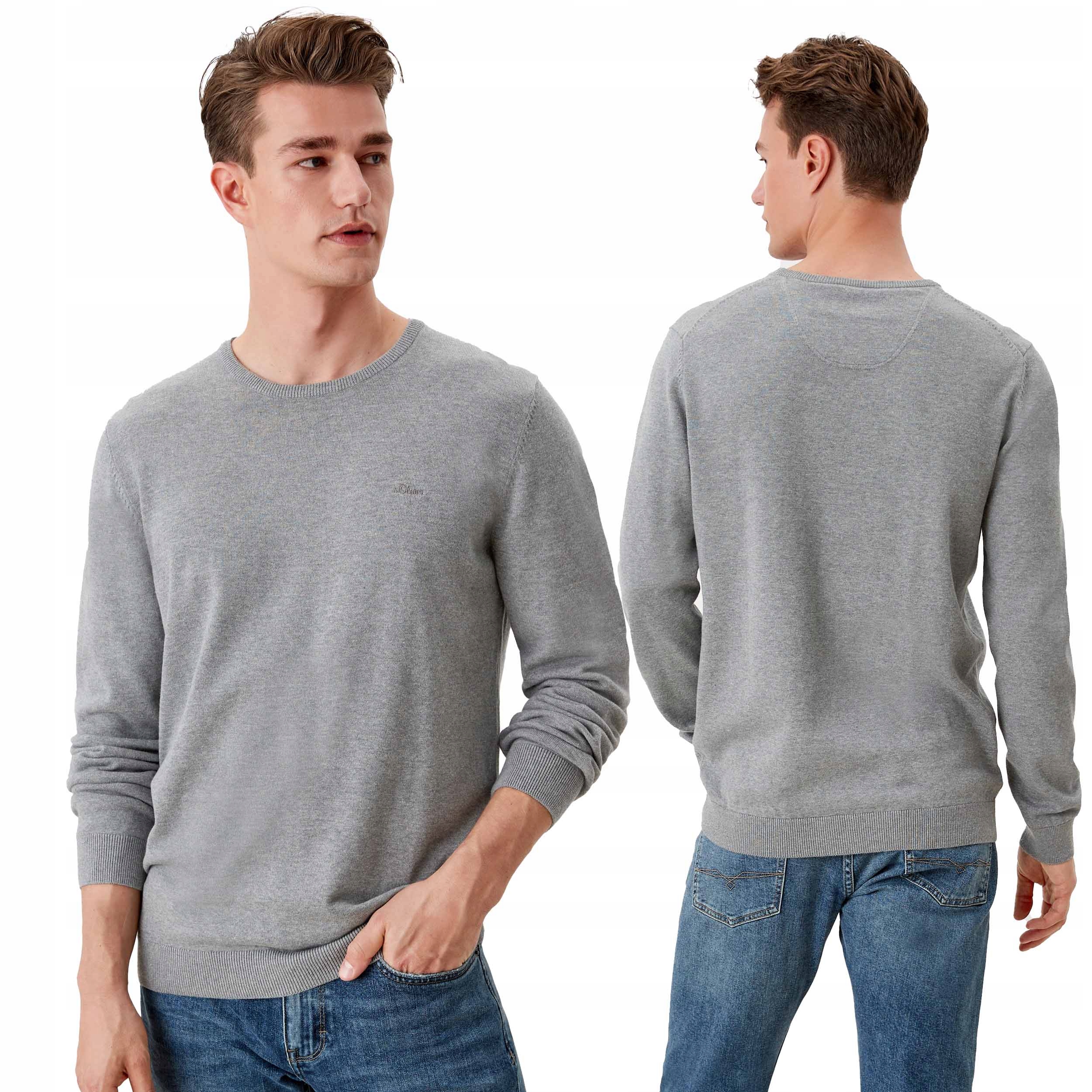 Pánsky sveter s.Oliver o-neck sivý -XXL