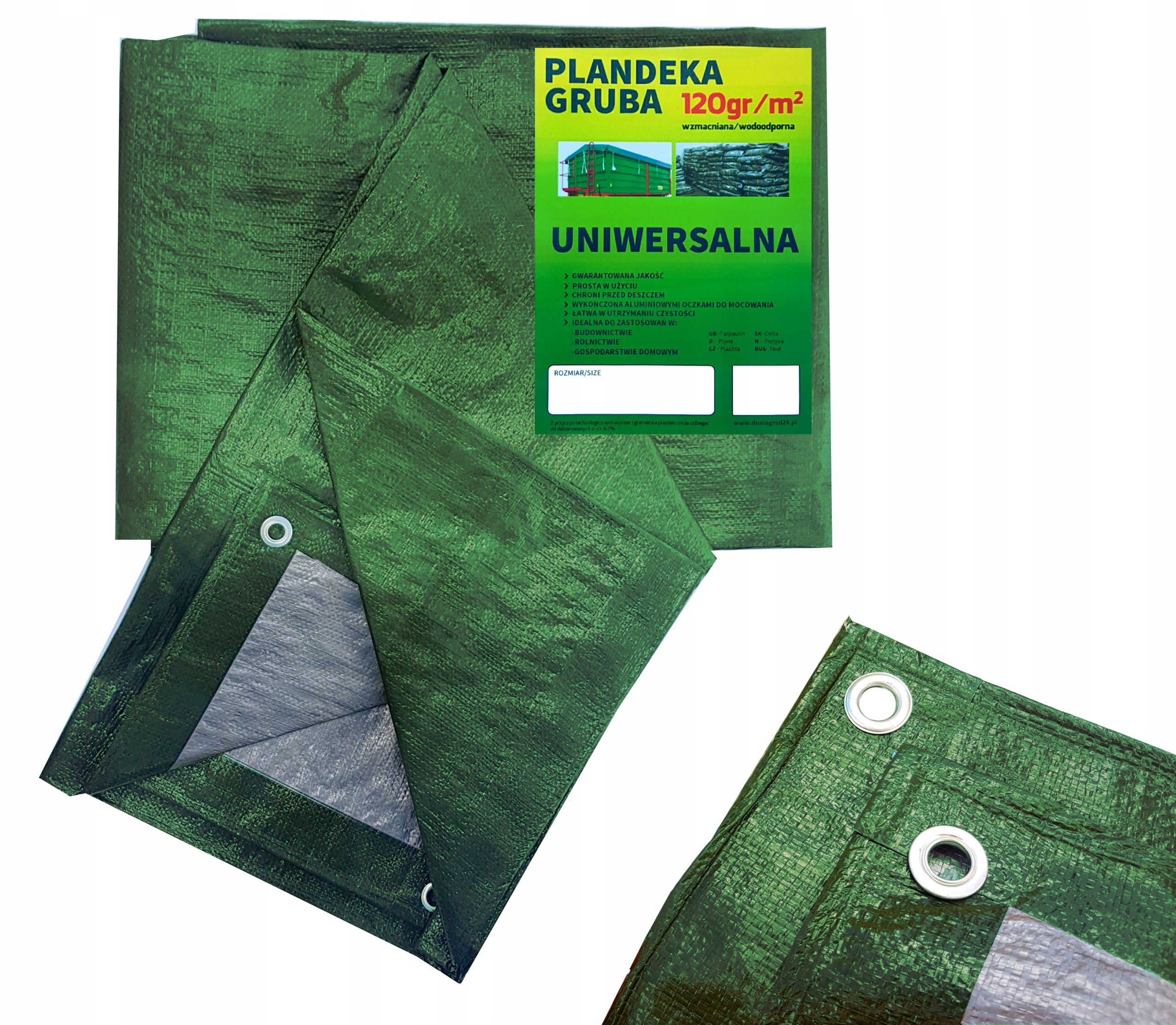 Plandeka 20x20 Plandeki Gruba Zielona Srebrna 120g Folia Mocna Producent